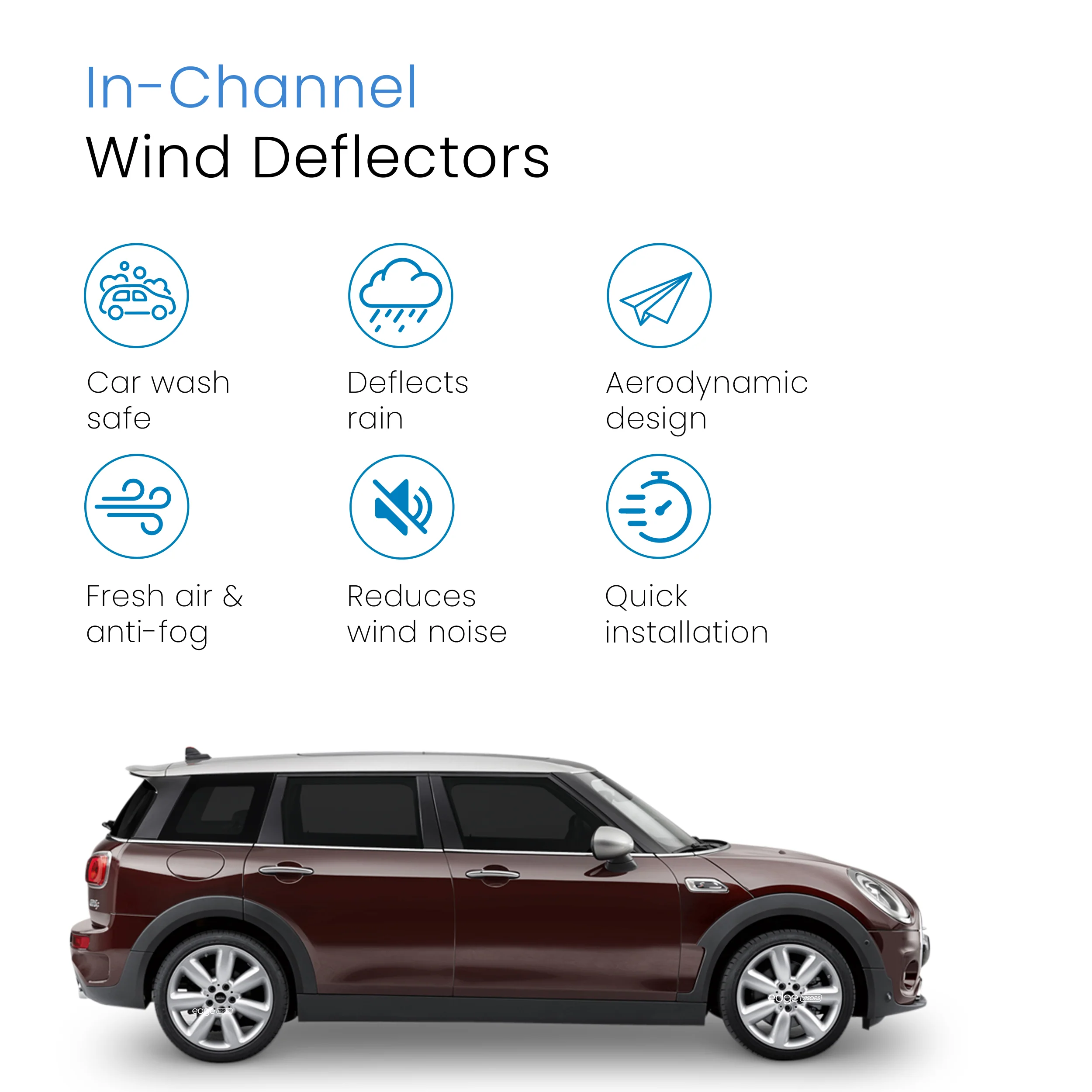 Mini Cooper Clubman MK2 2015-2024 5 Door Hatchback Wind Deflectors 4pc - Image 3