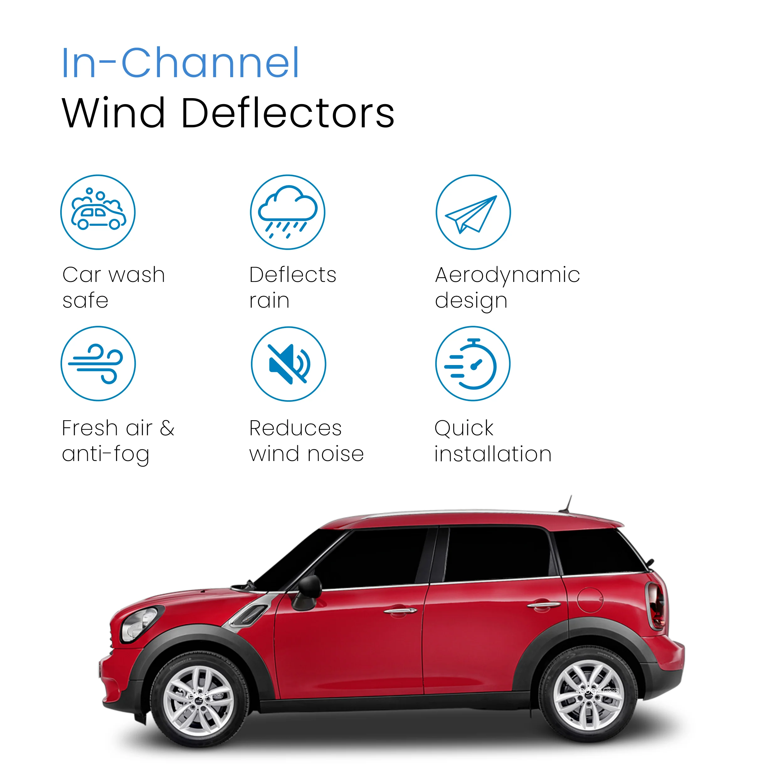 Mini Cooper Countryman MK1 2010-2017 5 Door SUV Wind Deflectors 4pc - Image 3