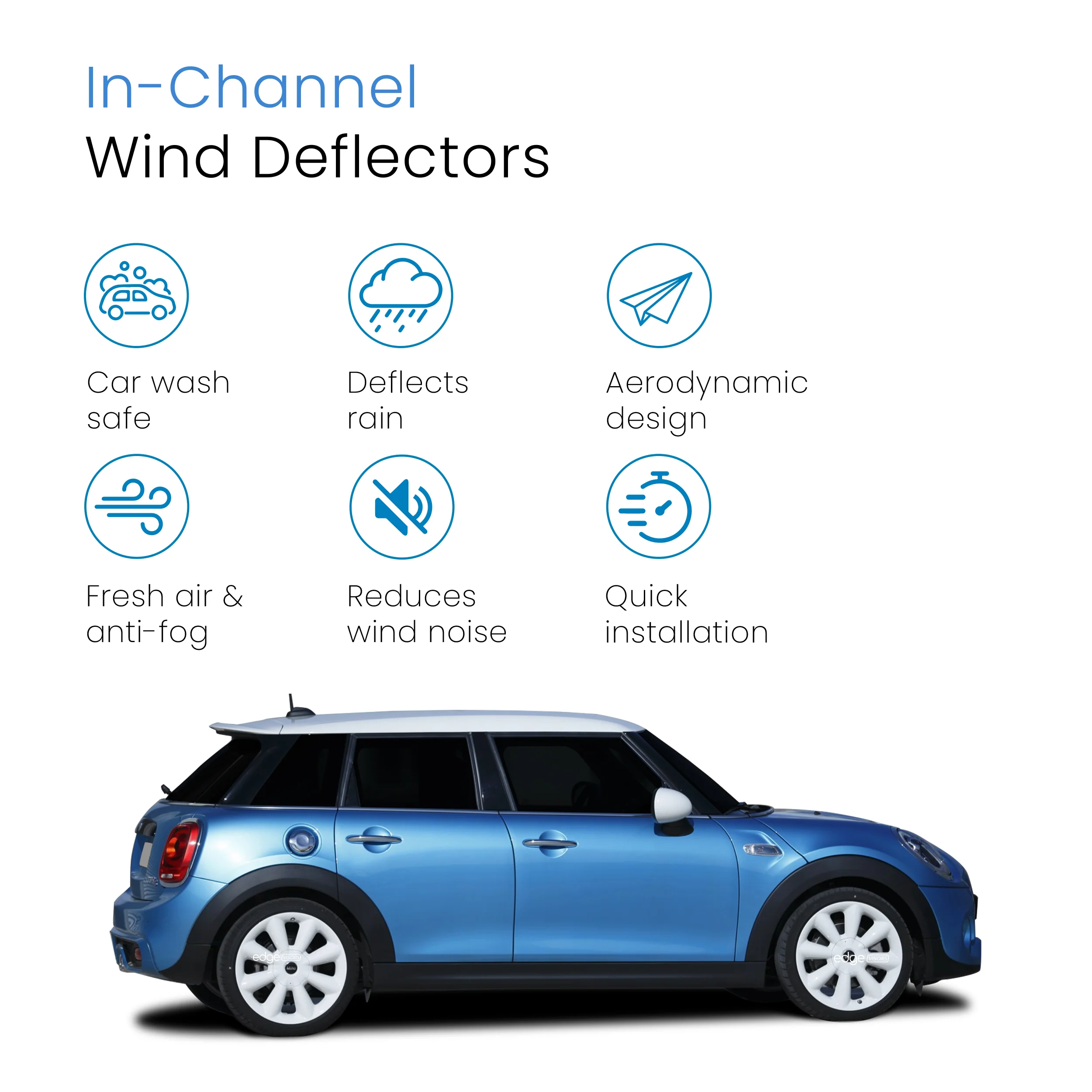 Mini Cooper ONE MK3 F55 2014-2023 5 Door Hatchback Wind Deflectors 4pc - Image 3