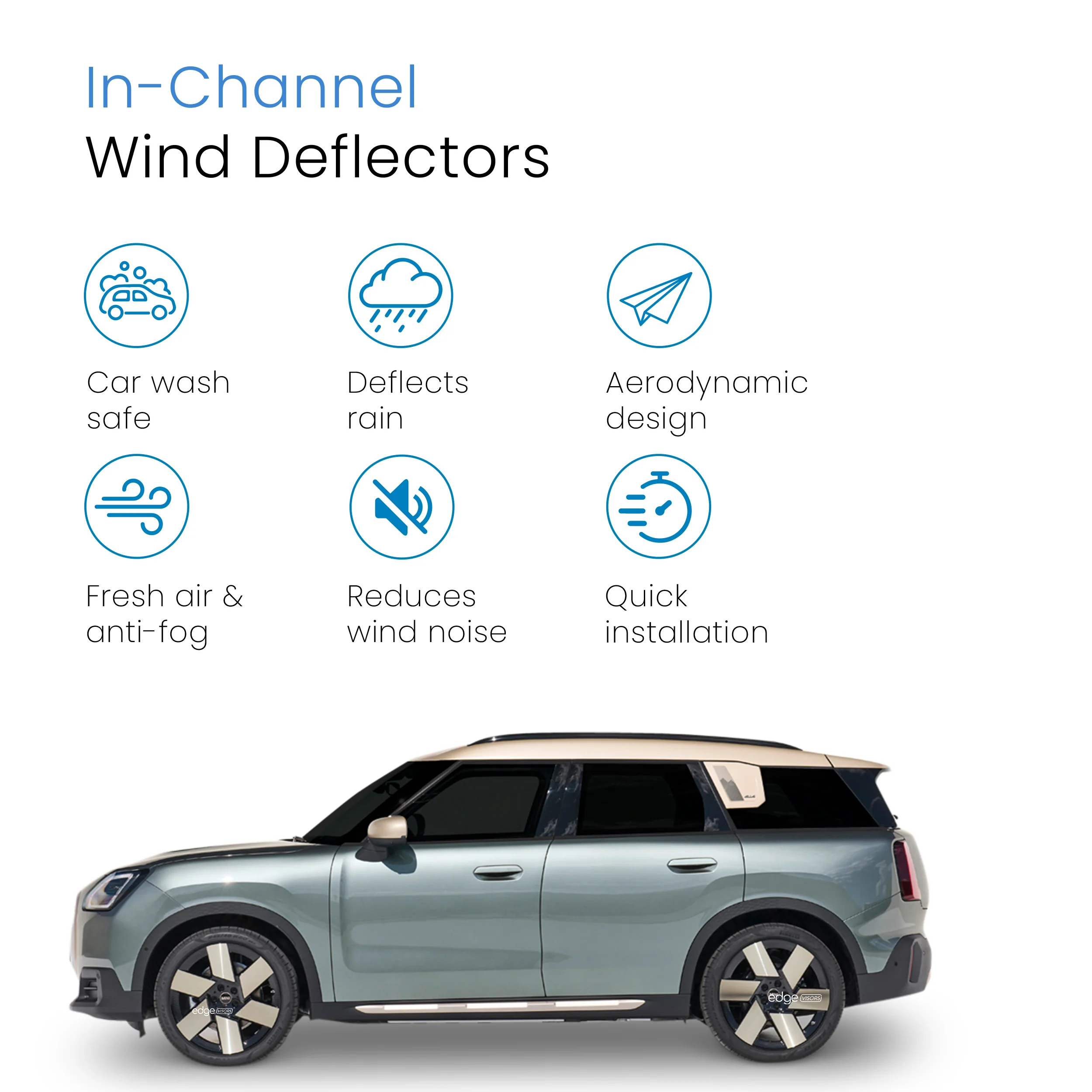 Mini Cooper Countryman U25 MK3 2023-onwards 5 Door Hatchback Wind Deflectors 4pc - Image 3