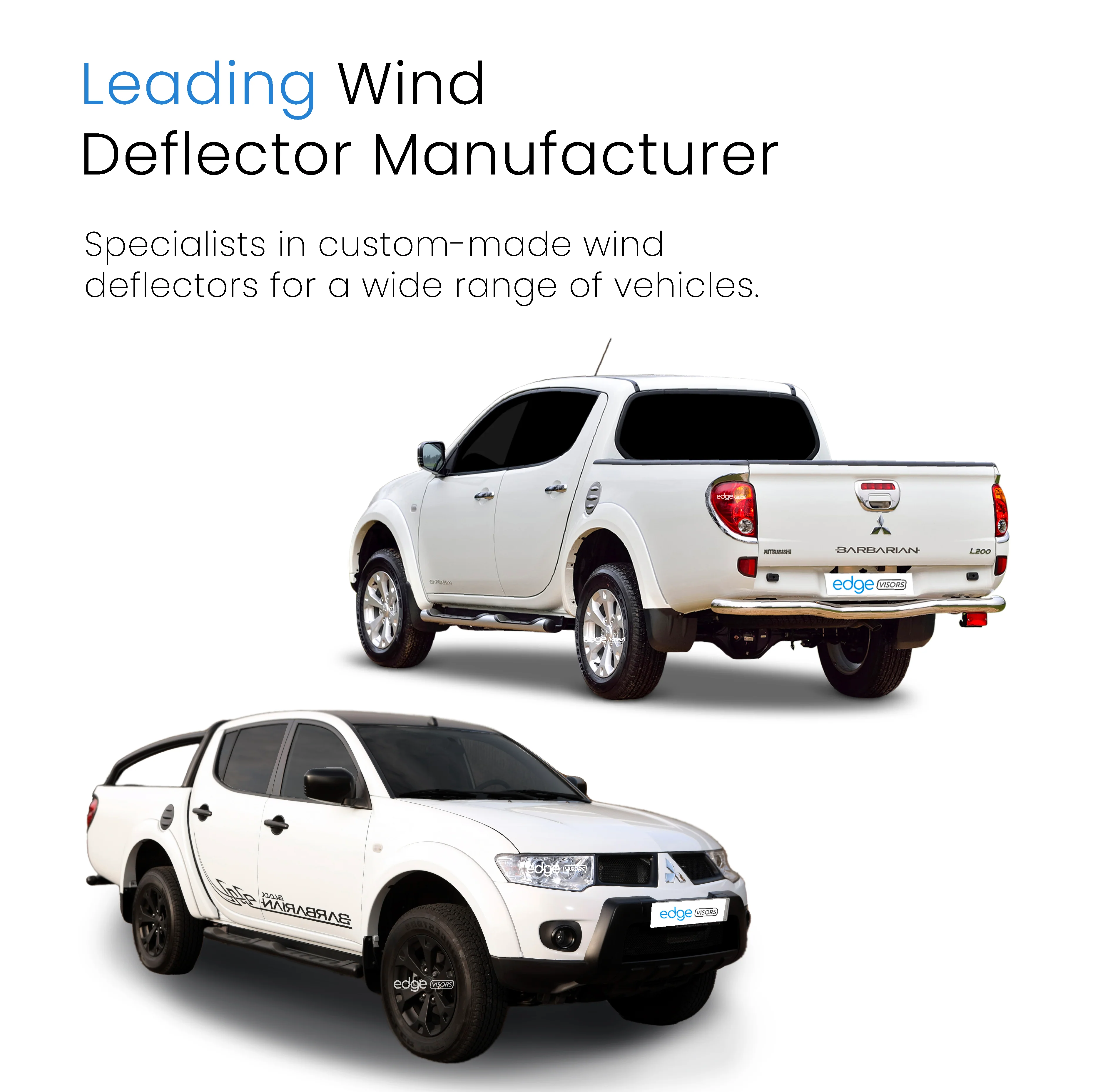 Mitsubishi L200 MK4 2006-2015 4 Door Pick-Up Wind Deflectors 4pc - Image 4