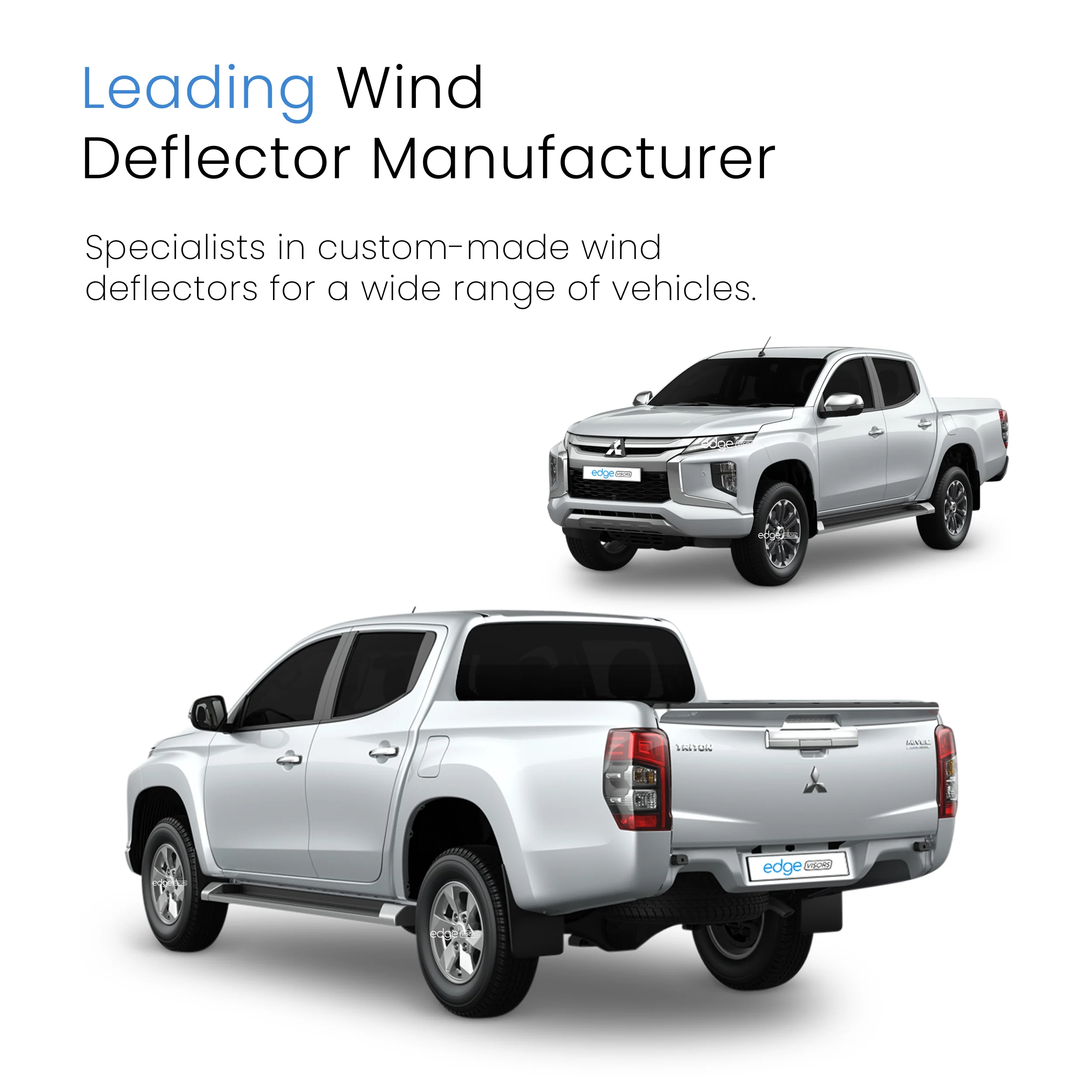 Mitsubishi L200/Triton MK5 2015-2023 4 Door Pick Up Wind Deflectors 4pc - Image 4