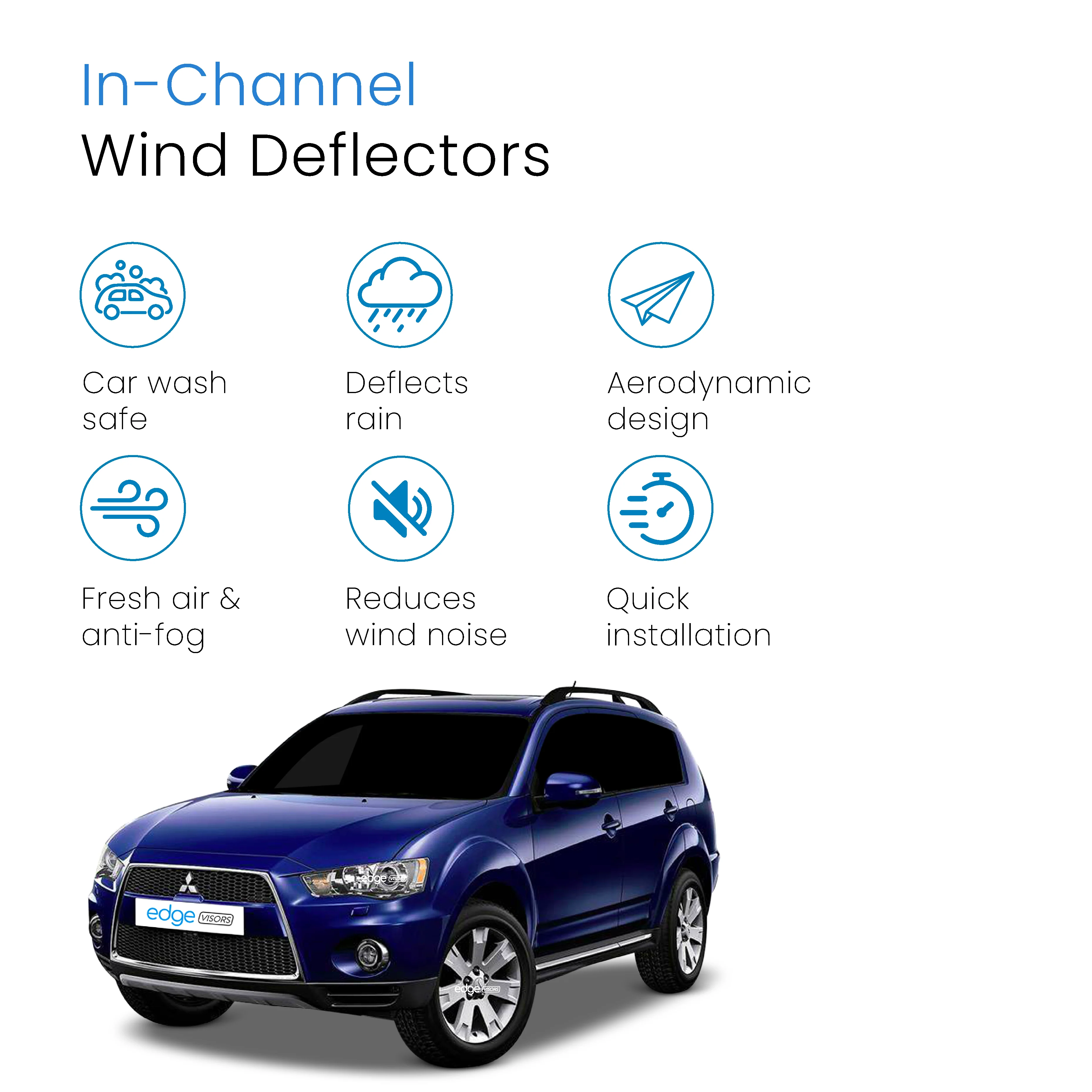 Mitsubishi Outlander MK2 2006-2013 5 Door SUV Wind Deflectors 4pc - Image 3