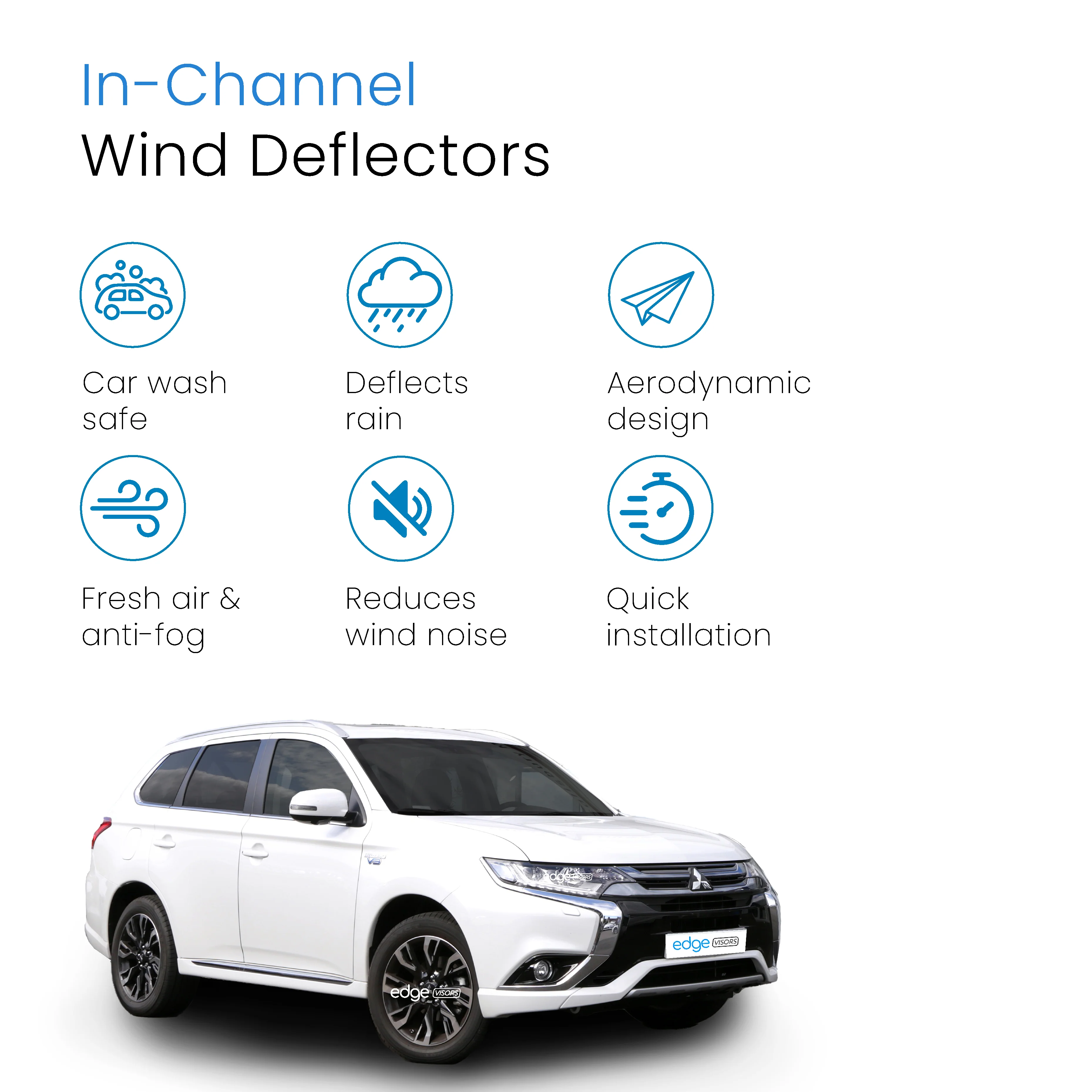 Mitsubishi Outlander MK3 2012-2021 5 Door SUV Wind Deflectors 4pc - Image 3