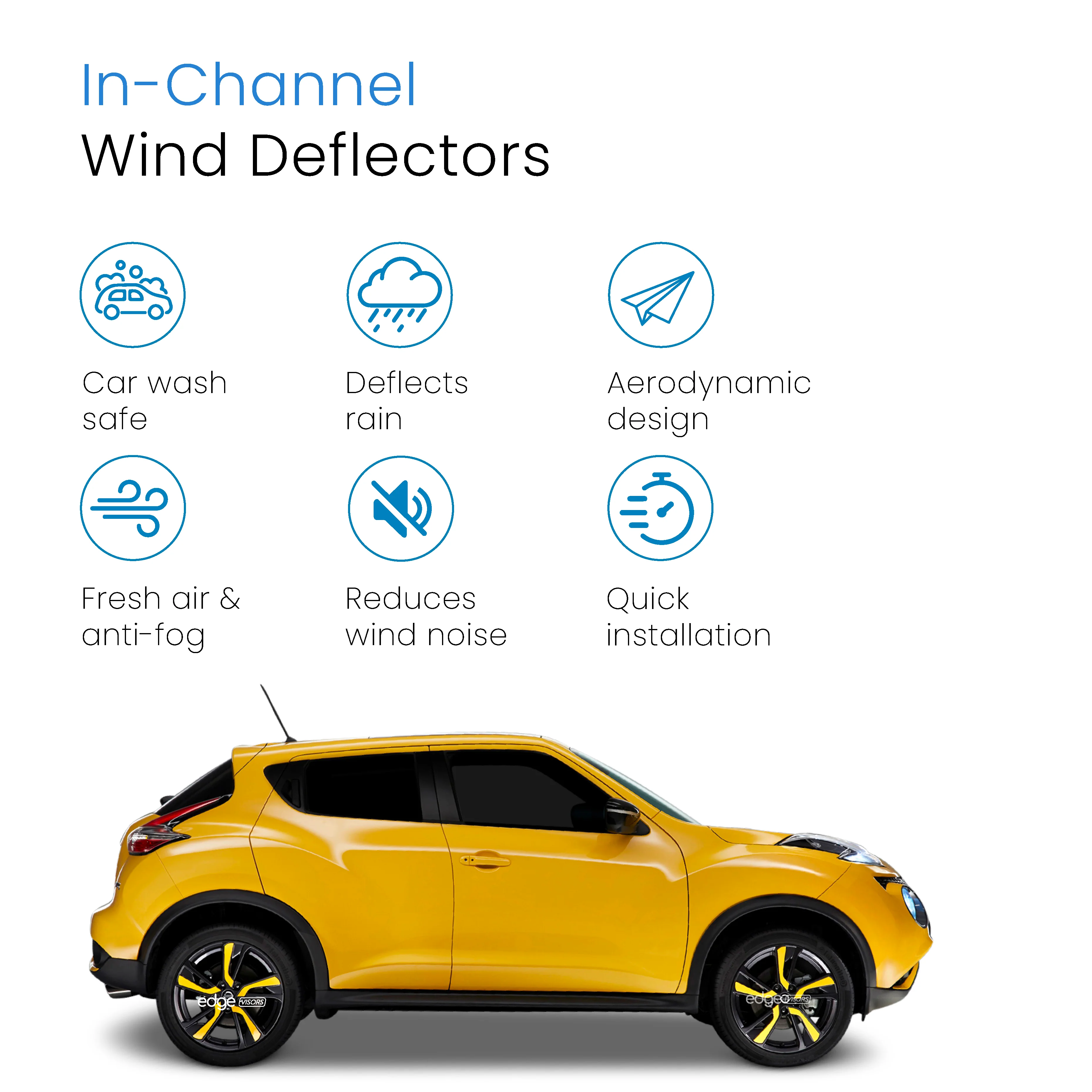 Nissan Juke 2010-2019 5 Door SUV Wind Deflectors 4pc - Image 3