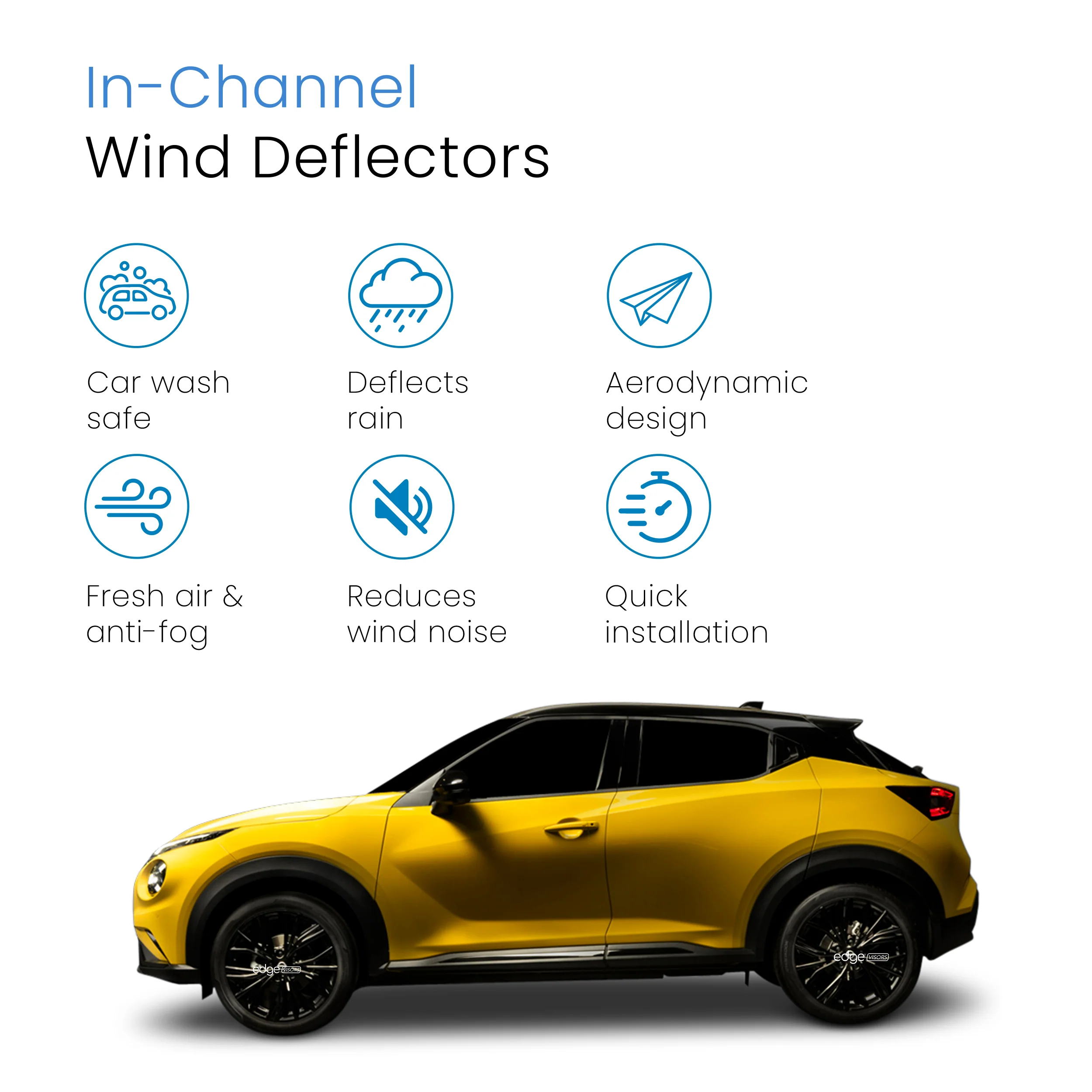 Nissan Juke MK2 2019-onwards 5 Door SUV Wind Deflectors 4pc - Image 3