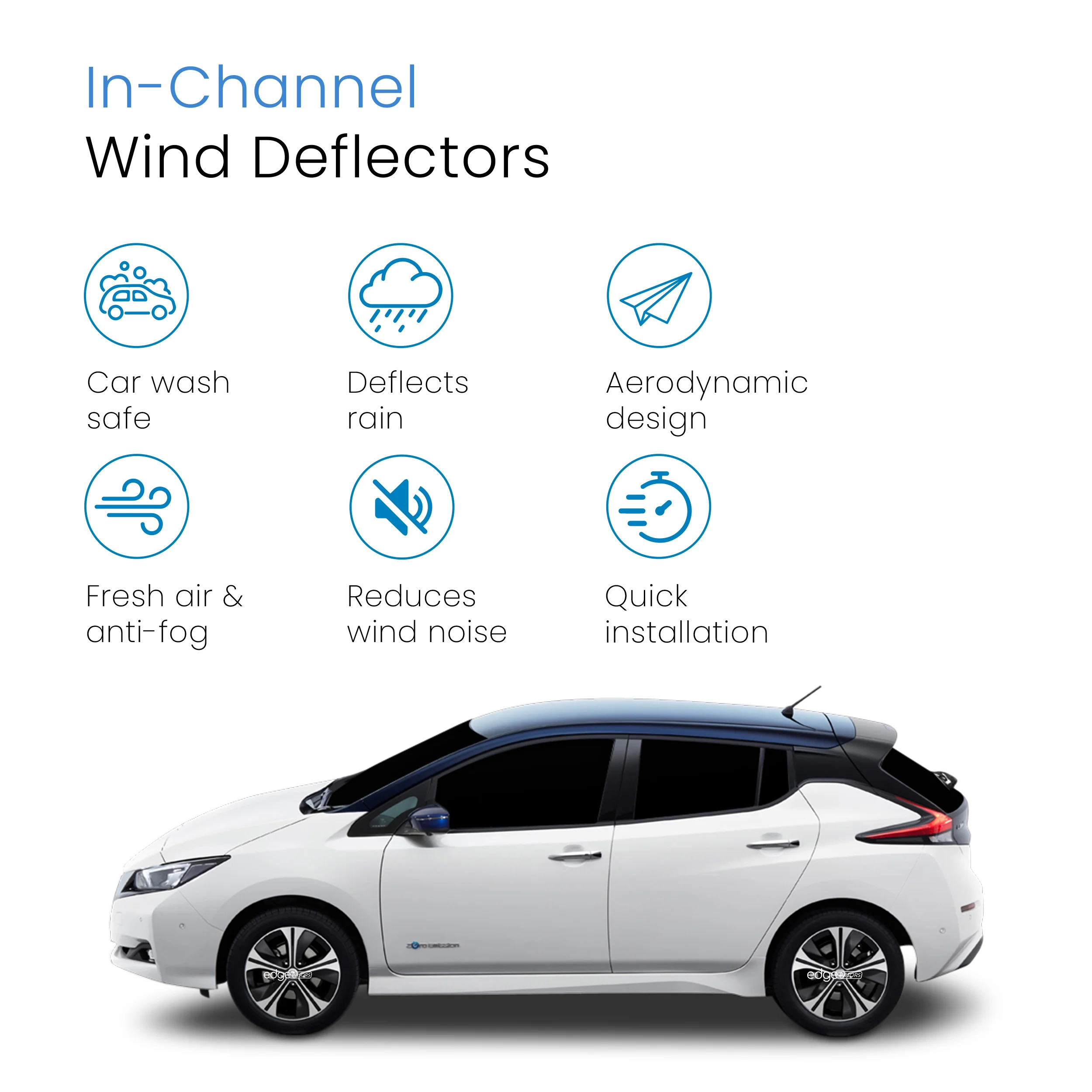 Nissan Leaf MK2 2018-onwards 5 Door Hatchback Wind Deflectors 4pc - Image 3
