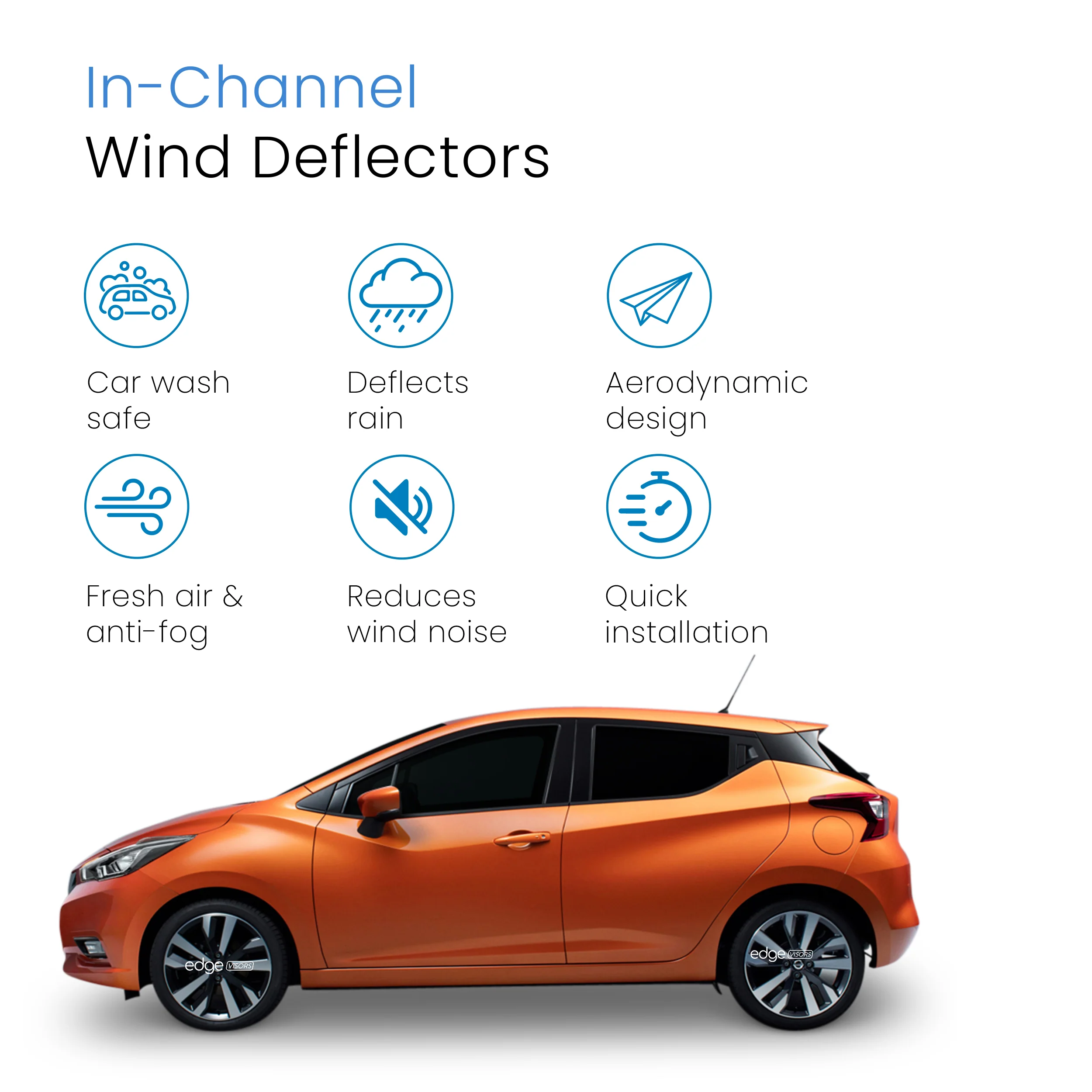 Nissan Micra MK5 K14 2016-2024 5 Door Hatchback Wind Deflectors 4pc - Image 3