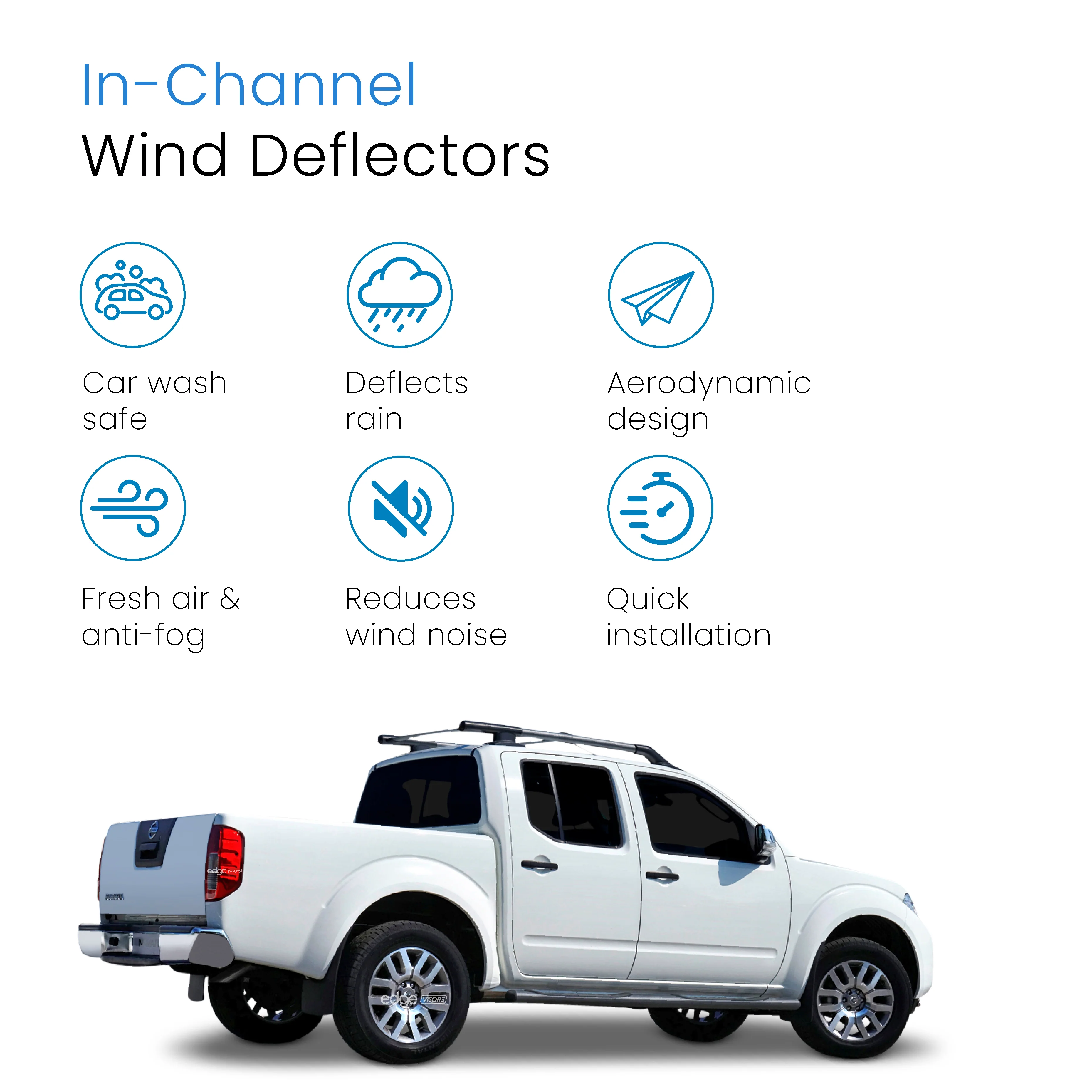 Nissan Navara MK2 D40 2005-2015 4 Door Truck Wind Deflectors 4pc - Image 3