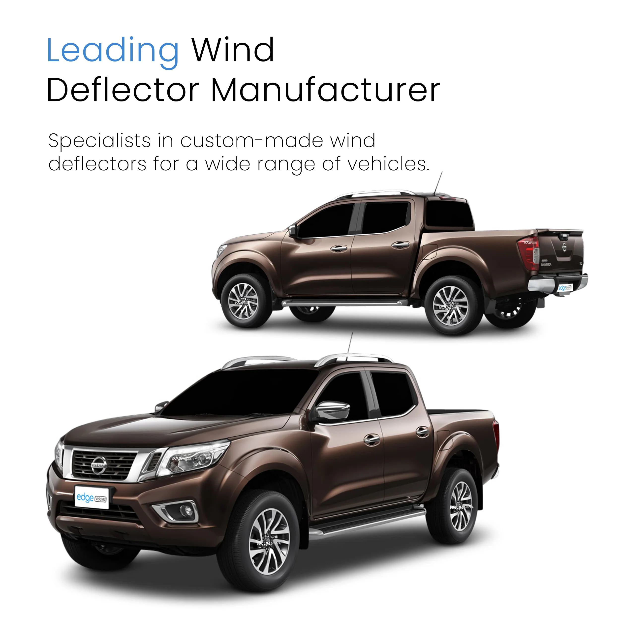 Nissan Navara NP300/D23 MK4 2015-Onwards 4 Door Truck Wind Deflectors 4pc - Image 4