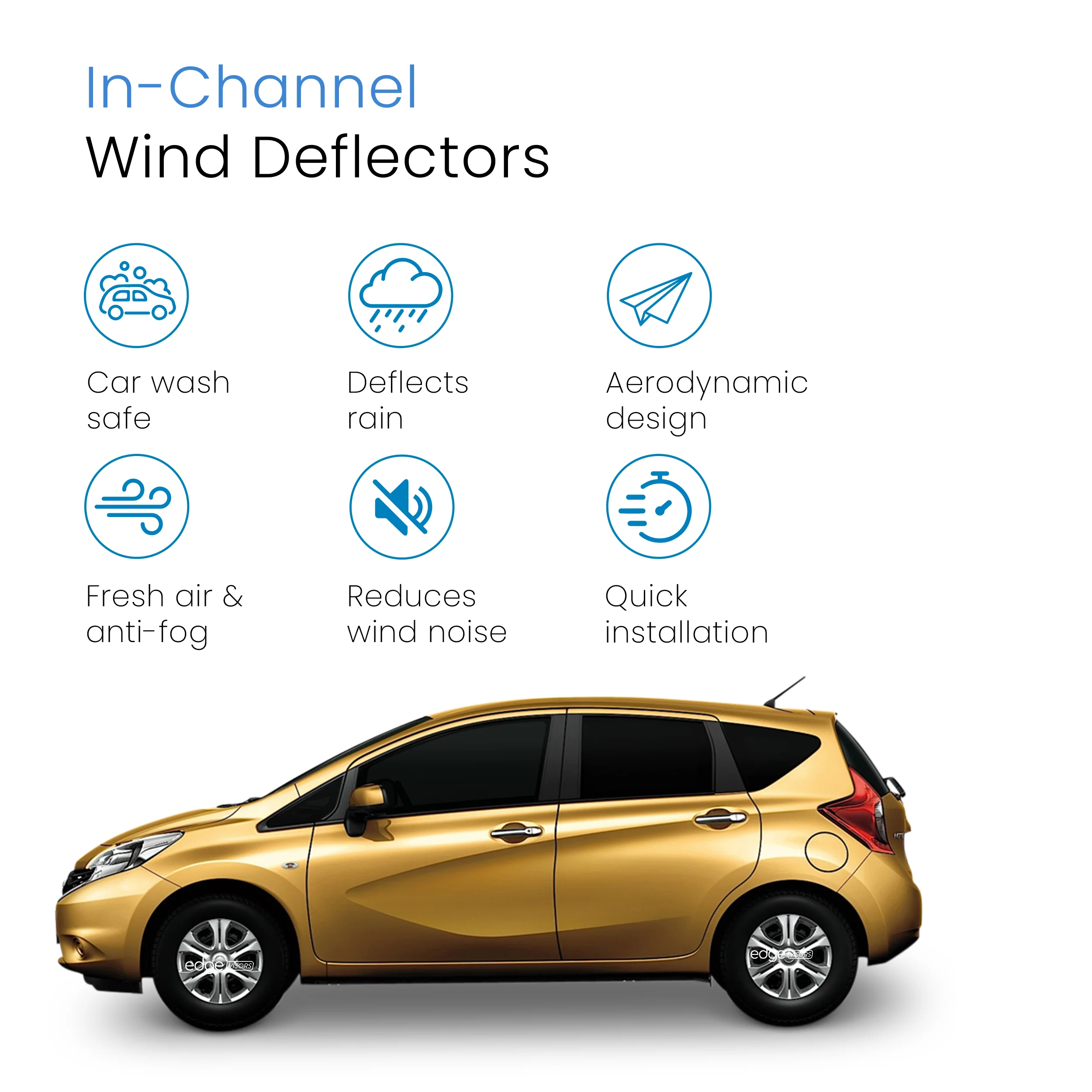 Nissan Note MK2 2012-2017 5 Door MPV Wind Deflectors 4pc - Image 3