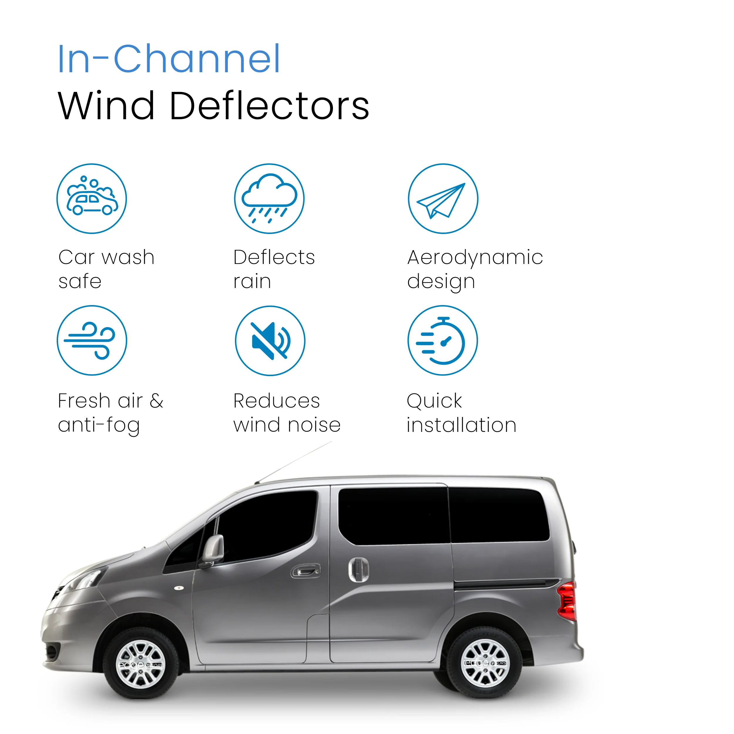 Nissan NV200/Dynamo Taxi 2010-onwards 2/4 Door Van Wind Deflectors 2pc - Image 3