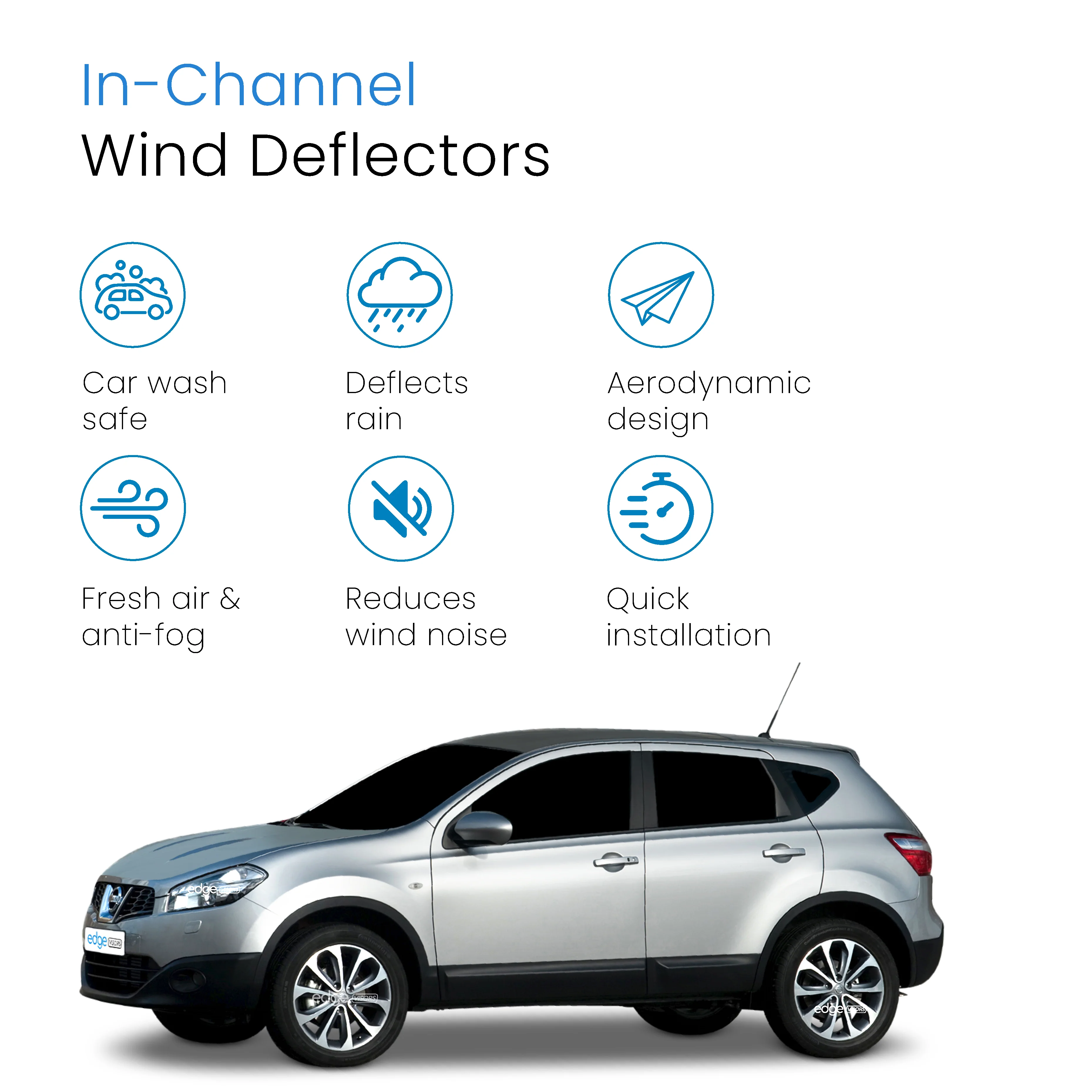Nissan Qashqai MK1 2007-2013 5 Seater Version SUV Wind Deflectors 4pc - Image 3