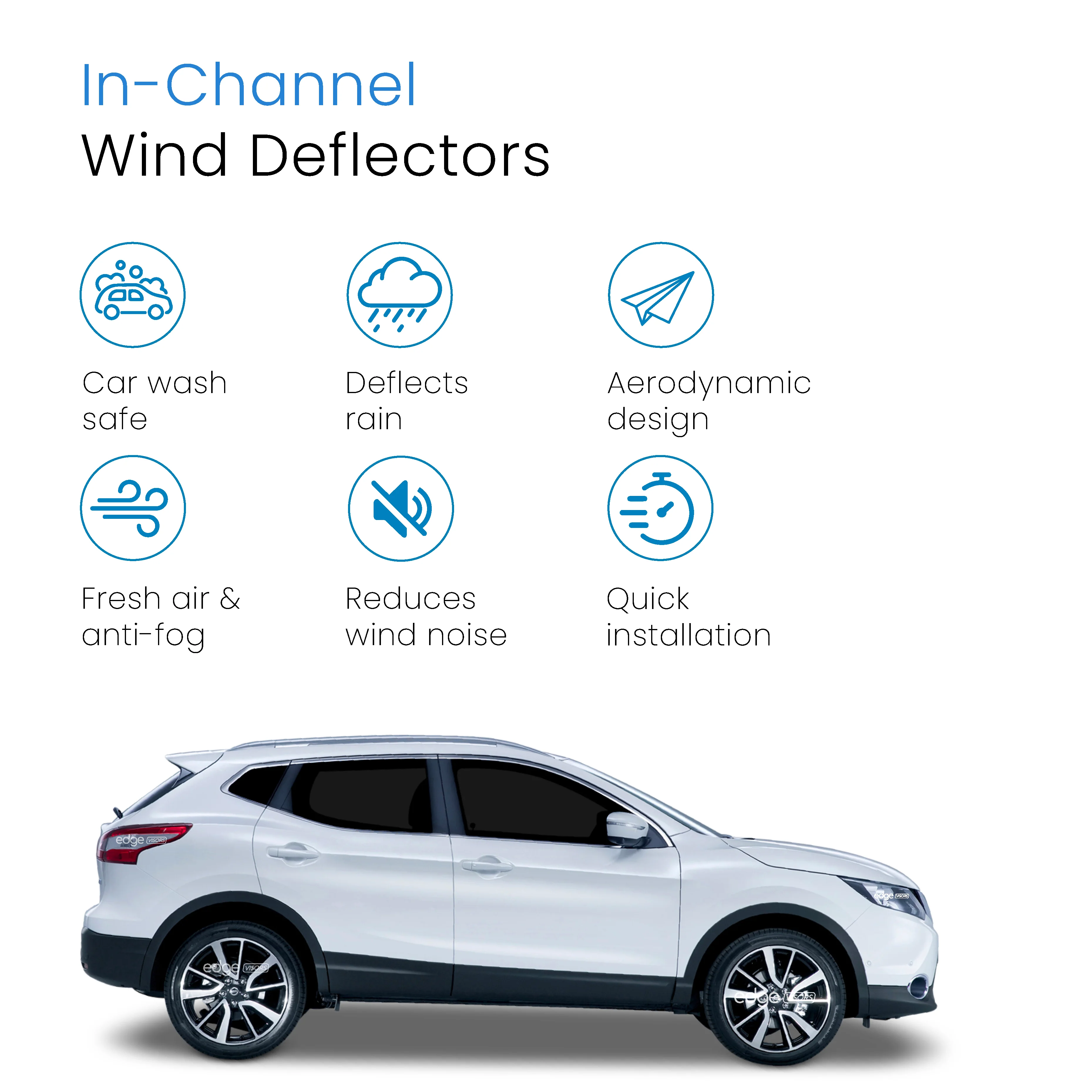 Nissan Qashqai MK2 2014-2021 5 Door SUV Wind Deflectors 4pc - Image 3