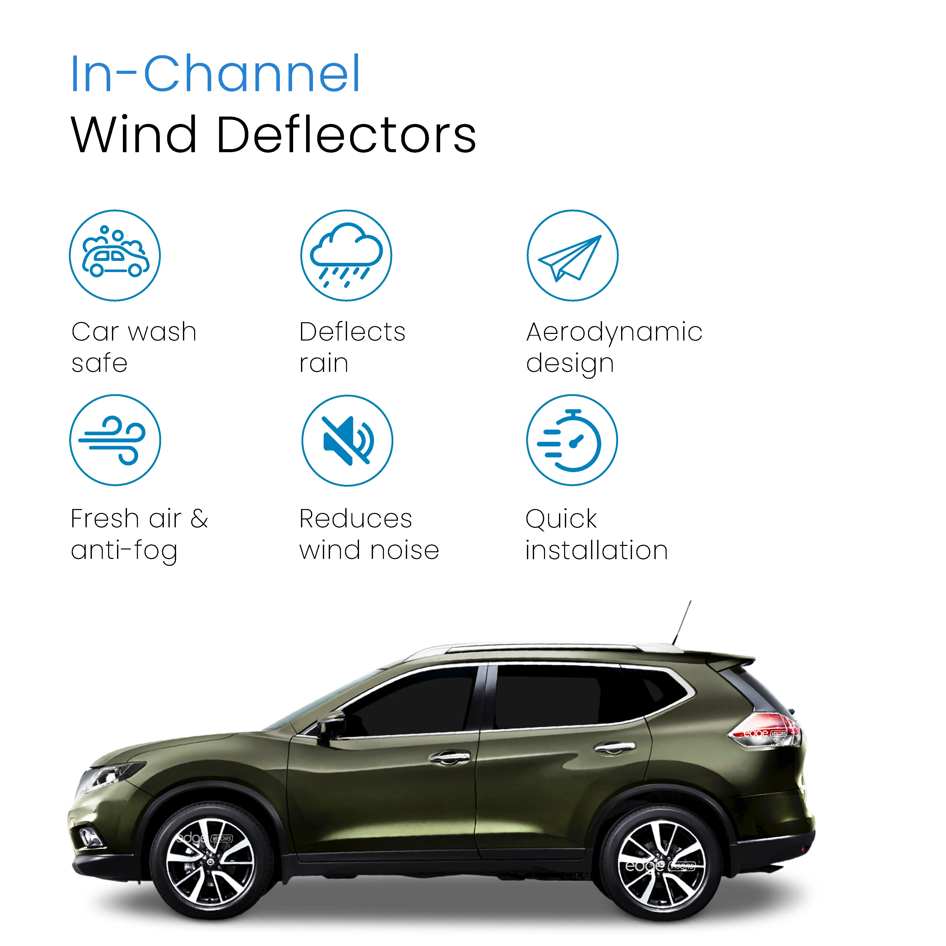 Nissan X-Trail MK3 T32 2014-2021 5 Door SUV Wind Deflectors 4pc - Image 3