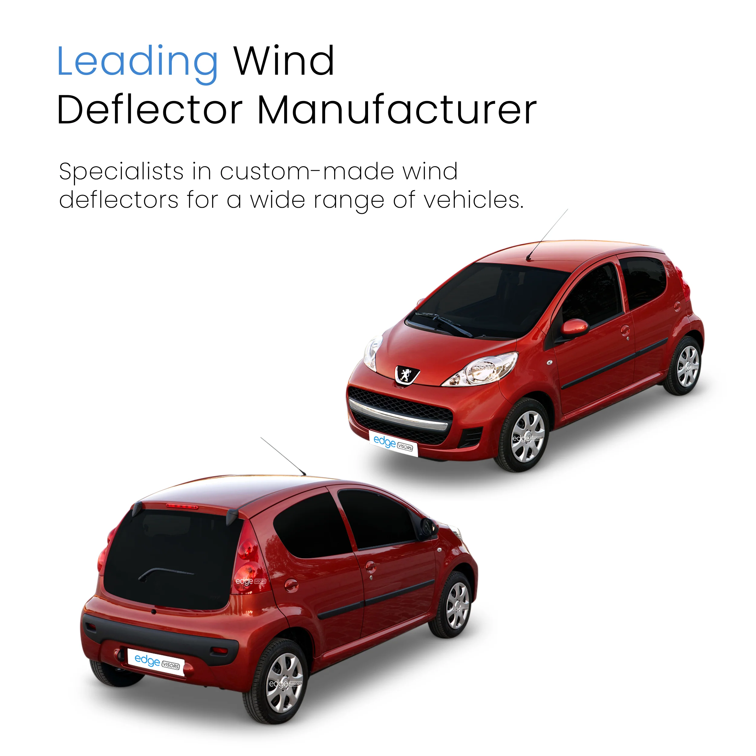 Peugeot 107 2005-2014 3 Door Hatchback Wind Deflectors 2pc - Image 4
