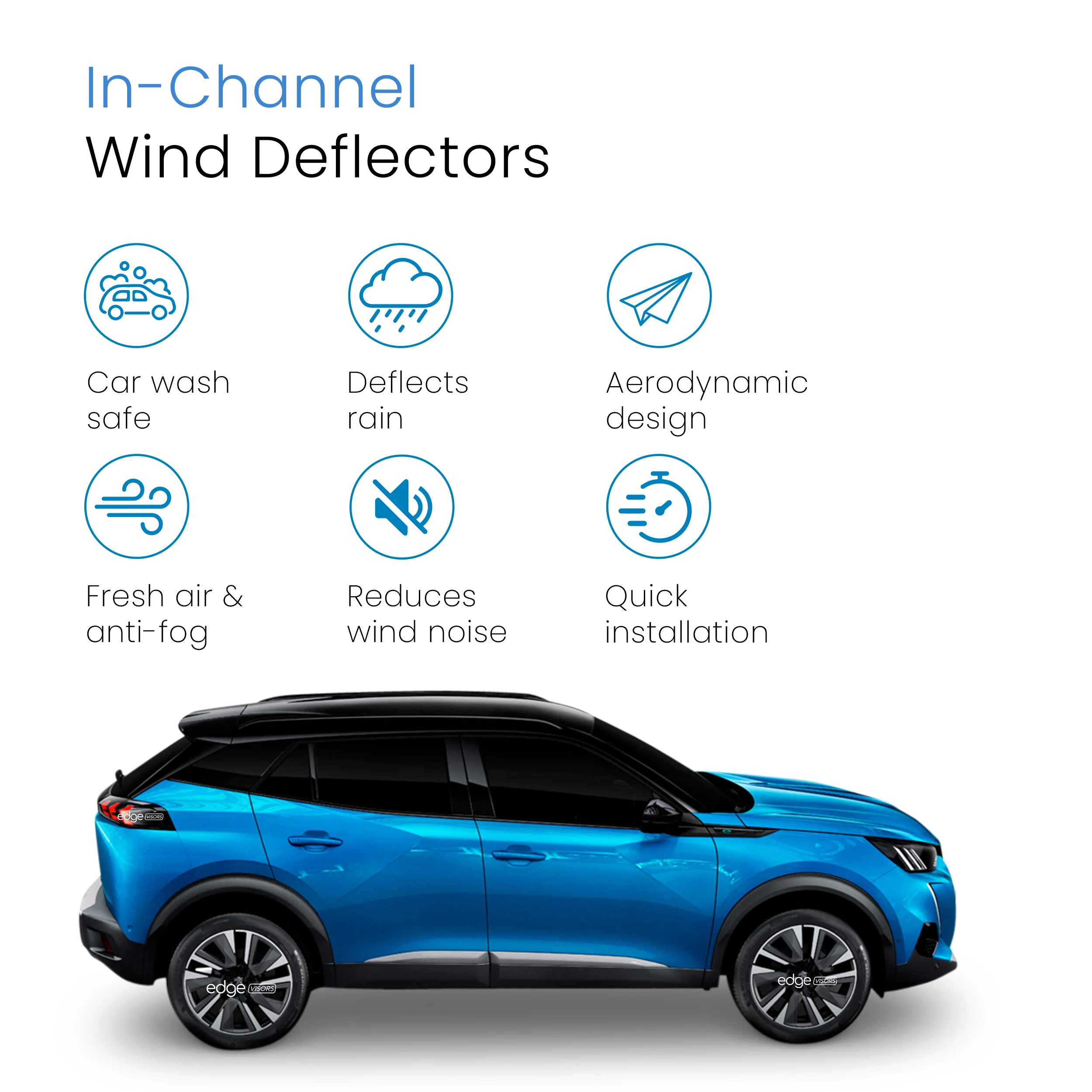 Peugeot 2008/2008E MK2 2019-Onwards 5 Door SUV Wind Deflectors 4pc - Image 3