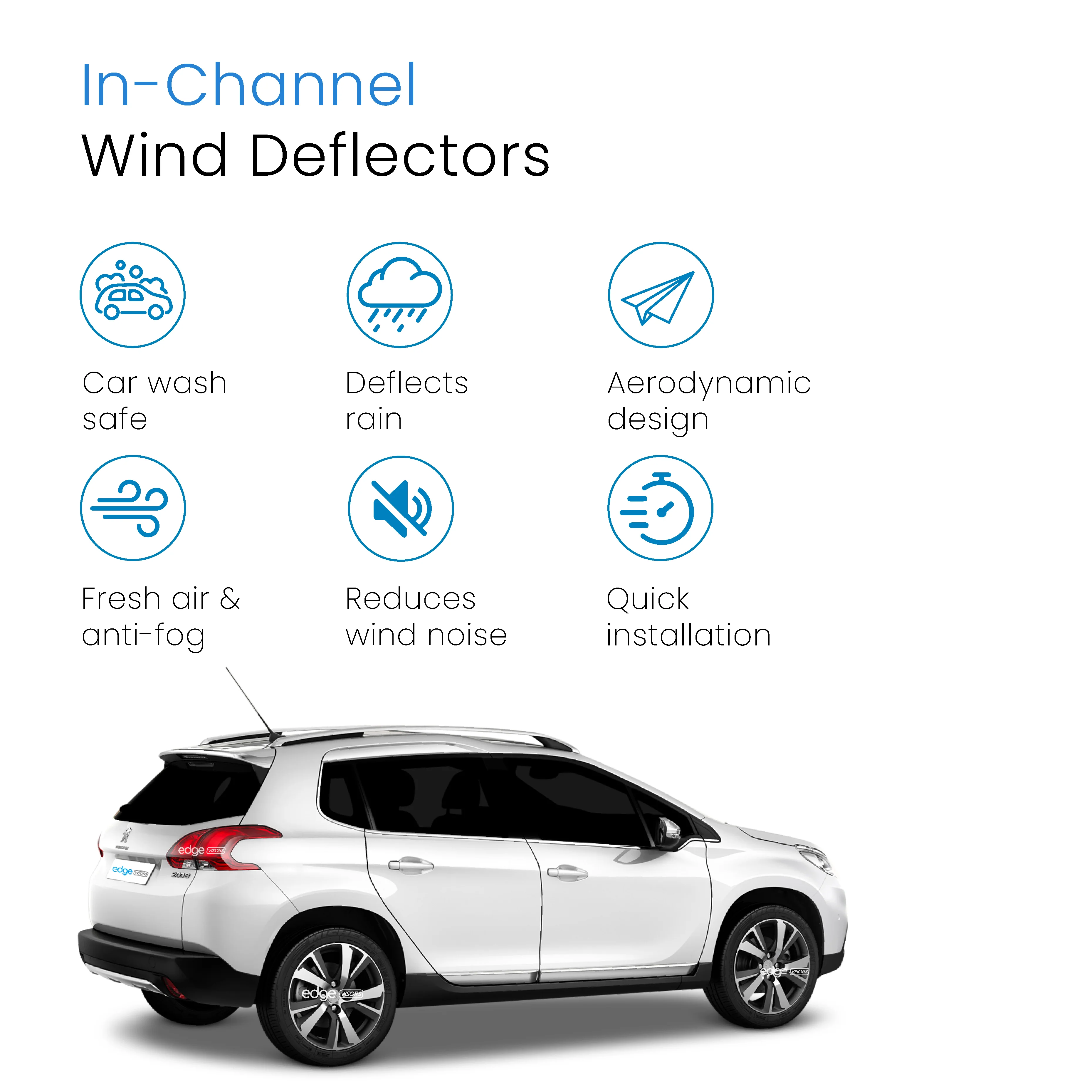 Peugeot 2008 2013-2019 5 Door SUV Wind Deflectors 4pc - Image 3
