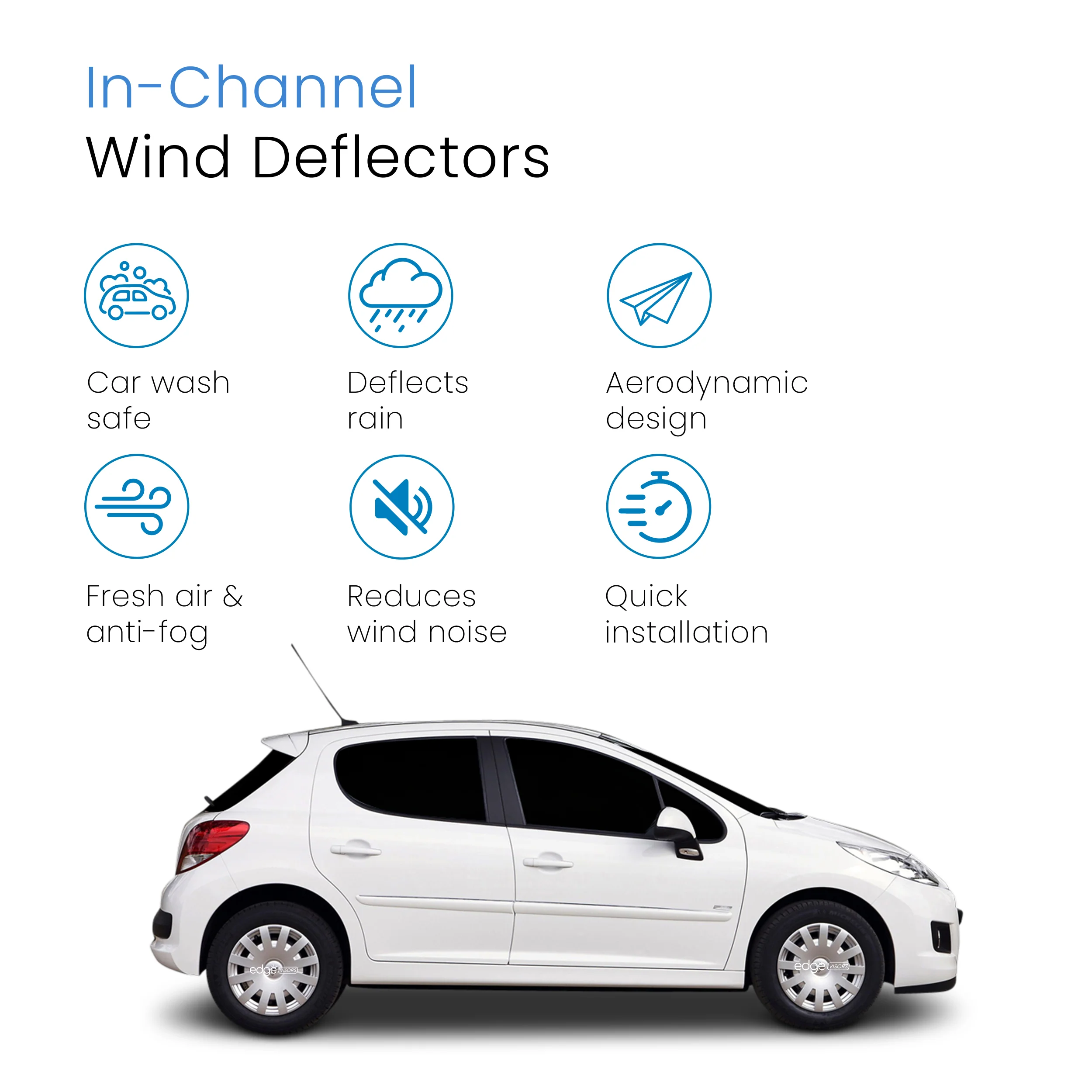 Peugeot 207 2006-2014 5 Door Hatchback Wind Deflectors 4pc - Image 3