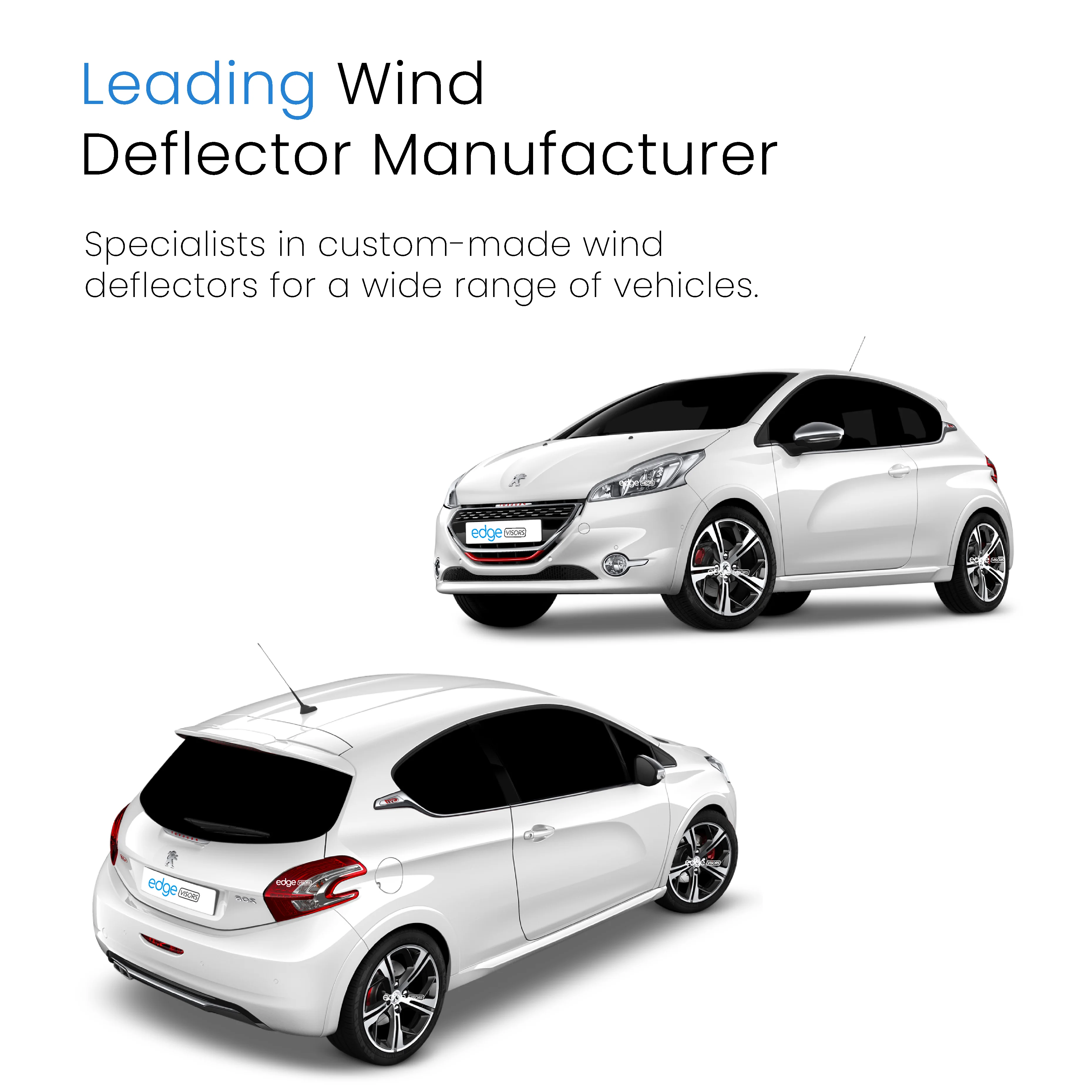 Peugeot 208 2012-2019 3 Door Hatchback Wind Deflectors 2pc - Image 4