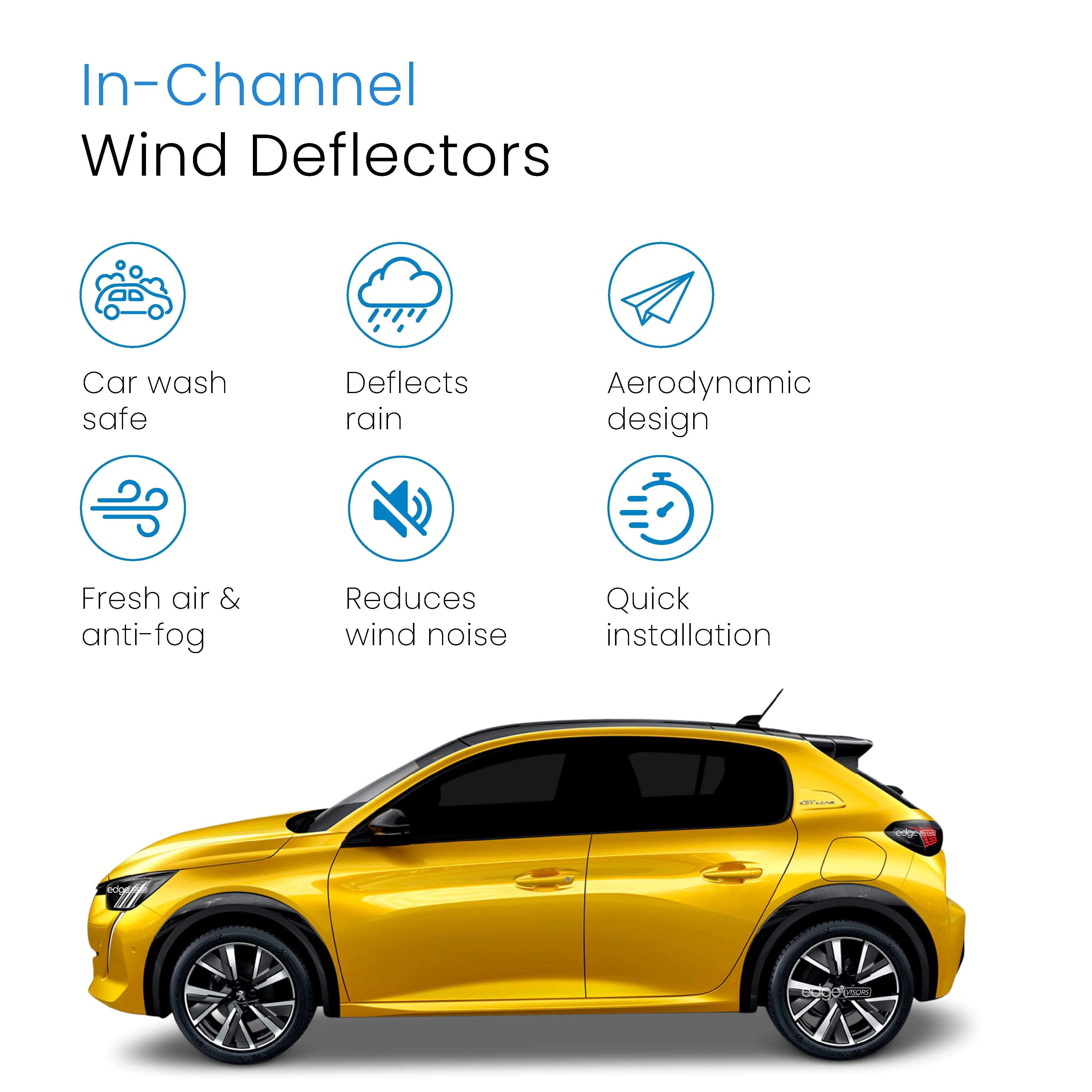 Peugeot 208 2019-onwards 5 Door Hatchback Wind Deflectors 4pc - Image 3