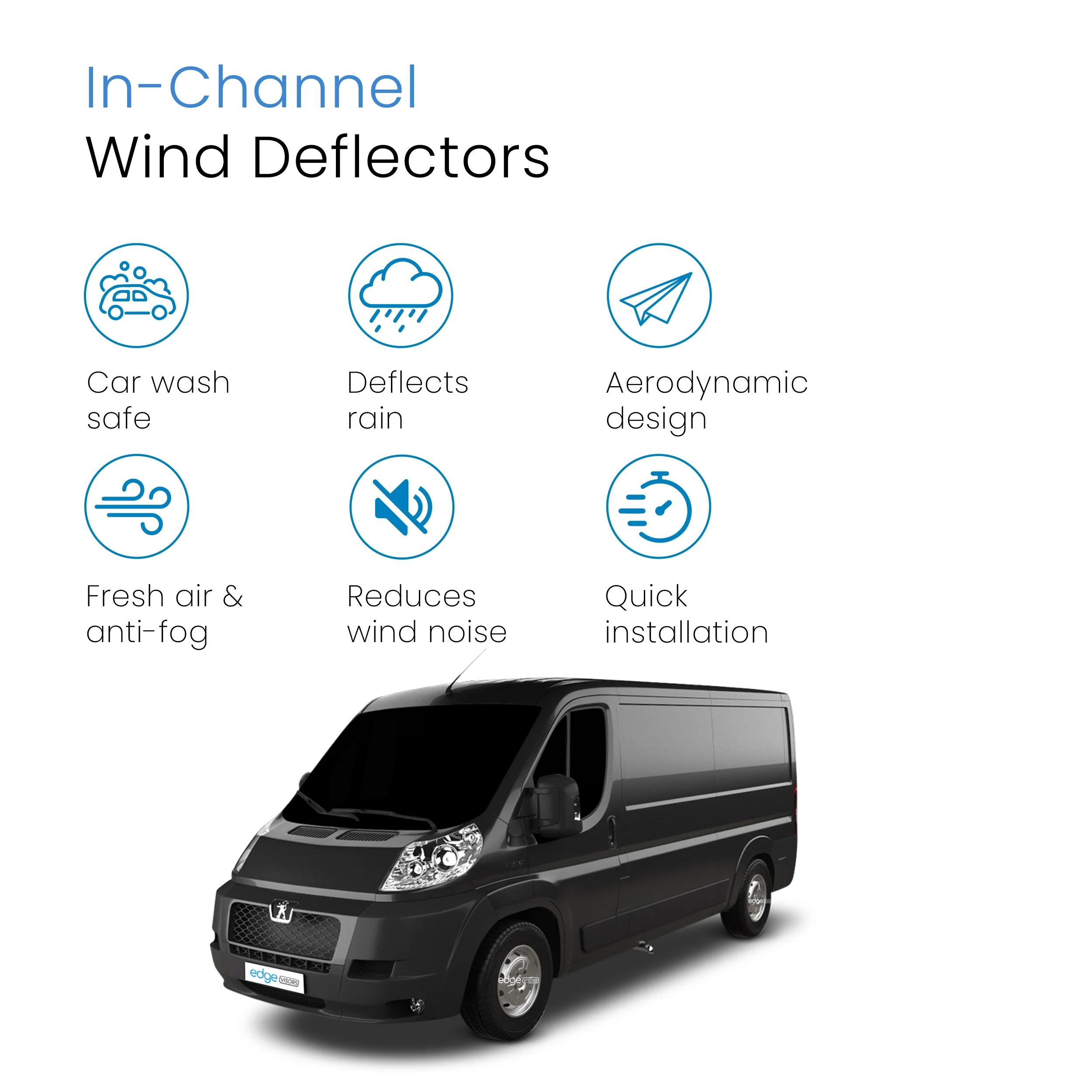 Peugeot Boxer MK3 2006-onwards Van Wind Deflectors 2pc - Image 3