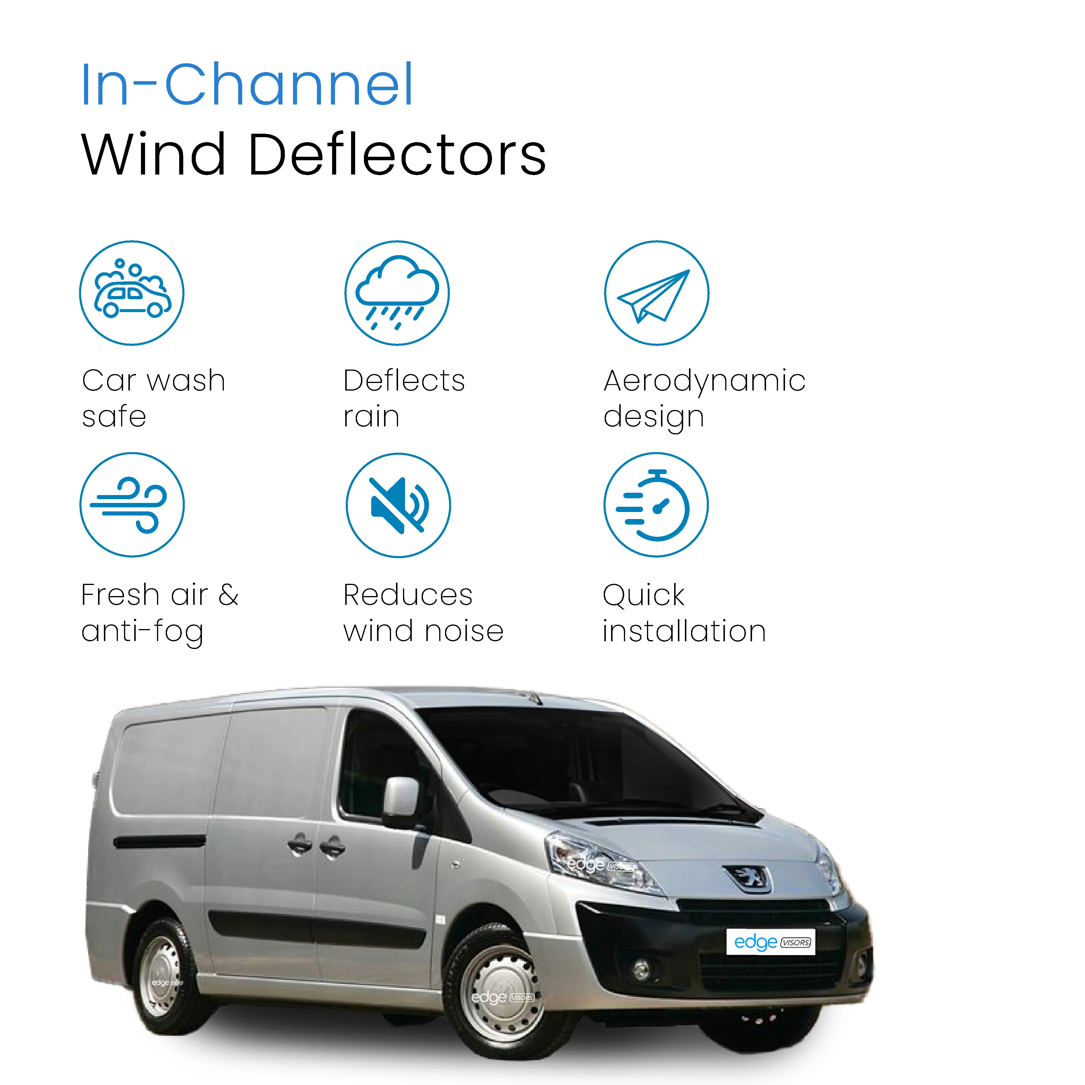 Peugeot Expert MK2 2007-2016 Van Wind Deflectors 2pc - Image 3