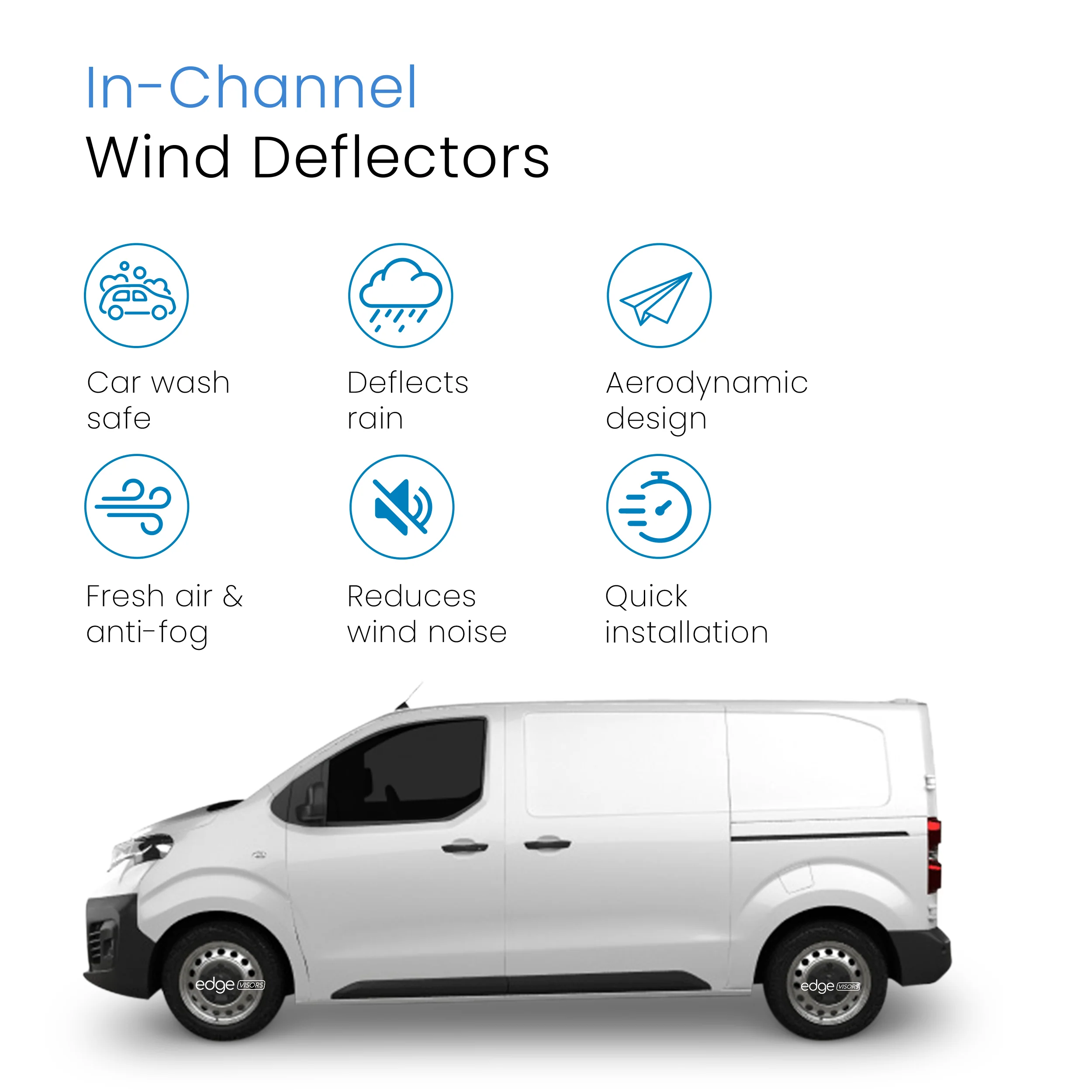 Peugeot Expert/Traveller MK3 2016-2024 2/4 Door Van Wind Deflectors 2pc - Image 3