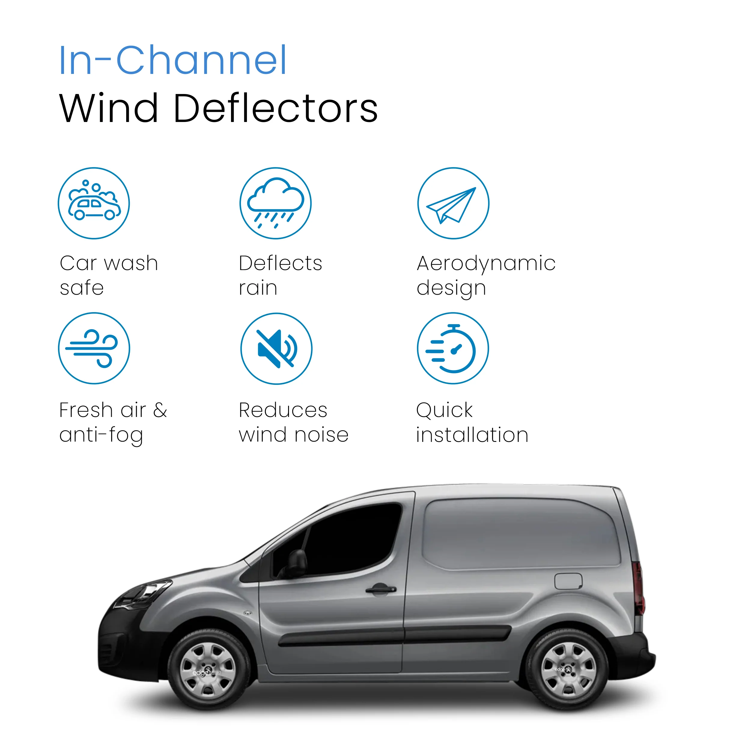 Peugeot Partner MK2 2008-2018 VAN Wind Deflectors 2pc - Image 3