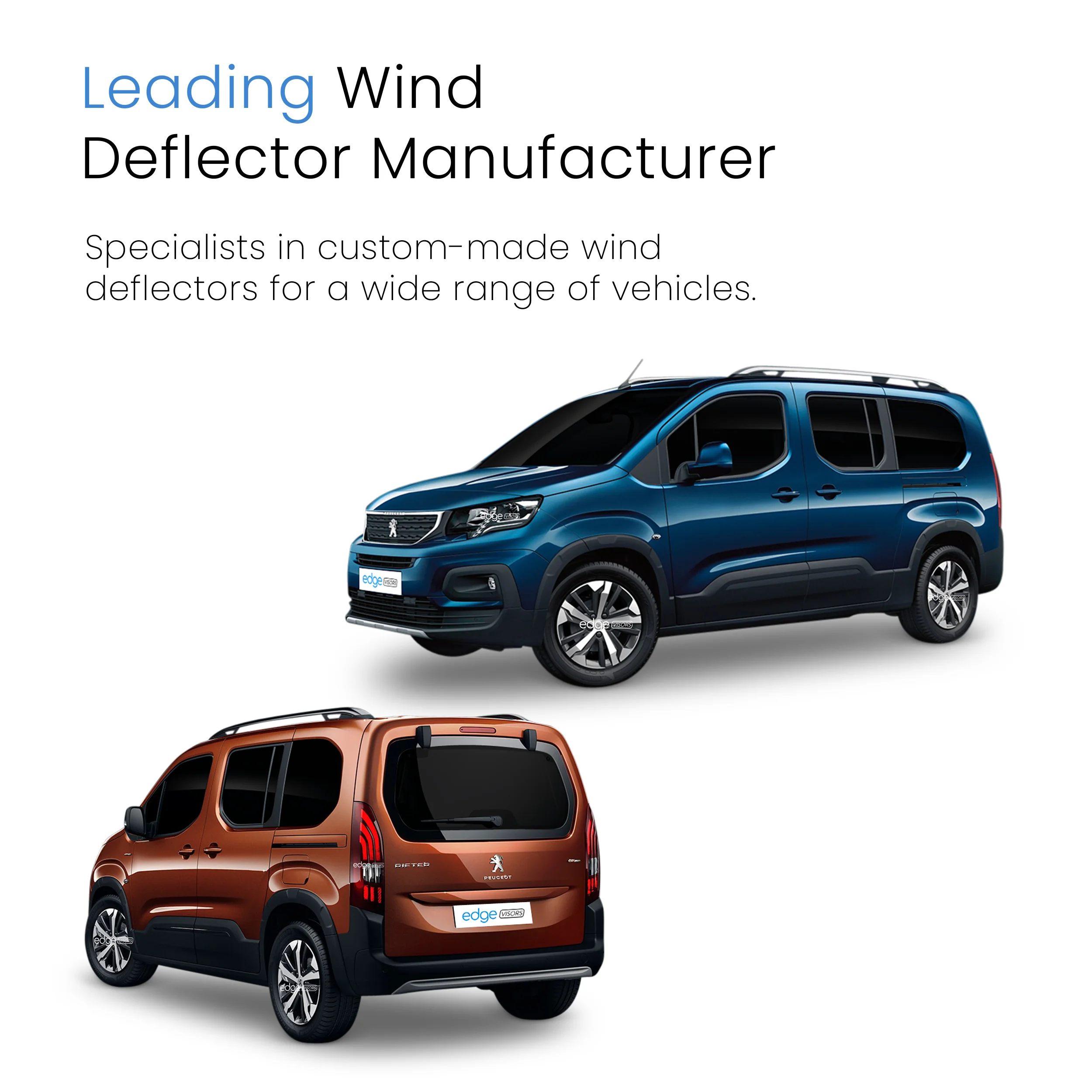 Peugeot Rifter / Partner 2018-Up 2 Door Van Wind Deflectors 2pc - Image 4