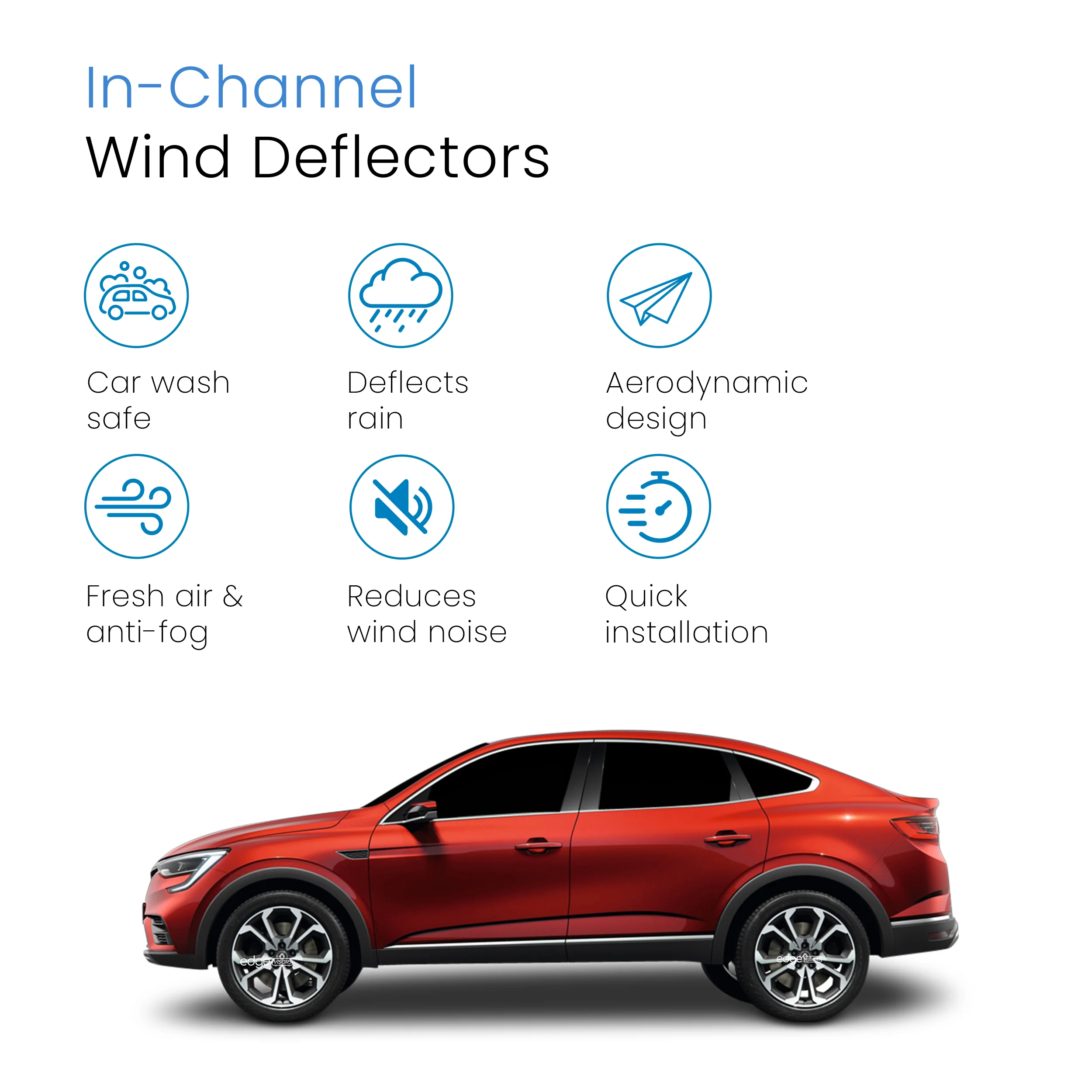 Renault Arkana 2019-onwards 5 Door SUV Wind Deflectors 4pc - Image 3
