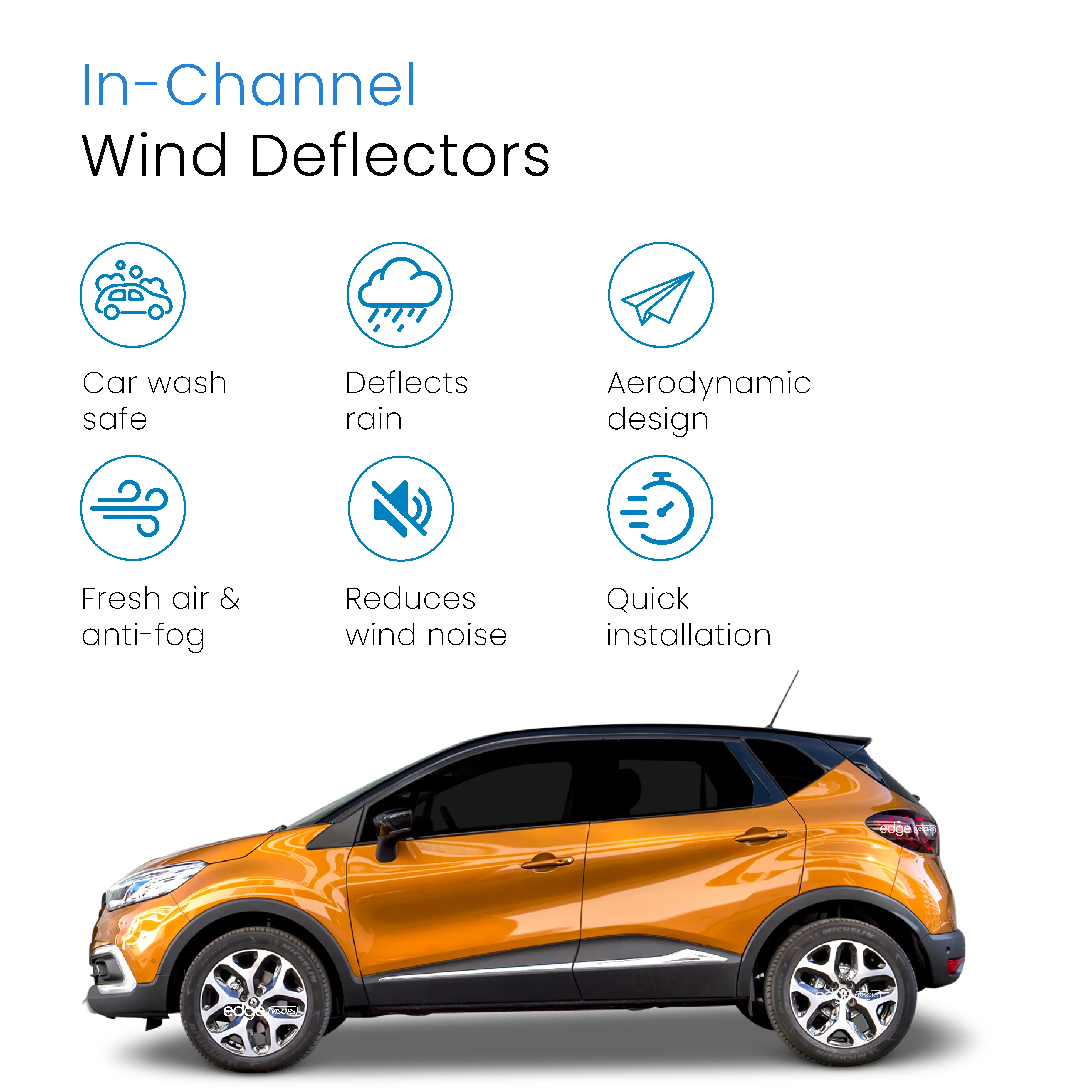 Renault Captur MK1 2013-2020 5 Door SUV Wind Deflectors 4pc - Image 3
