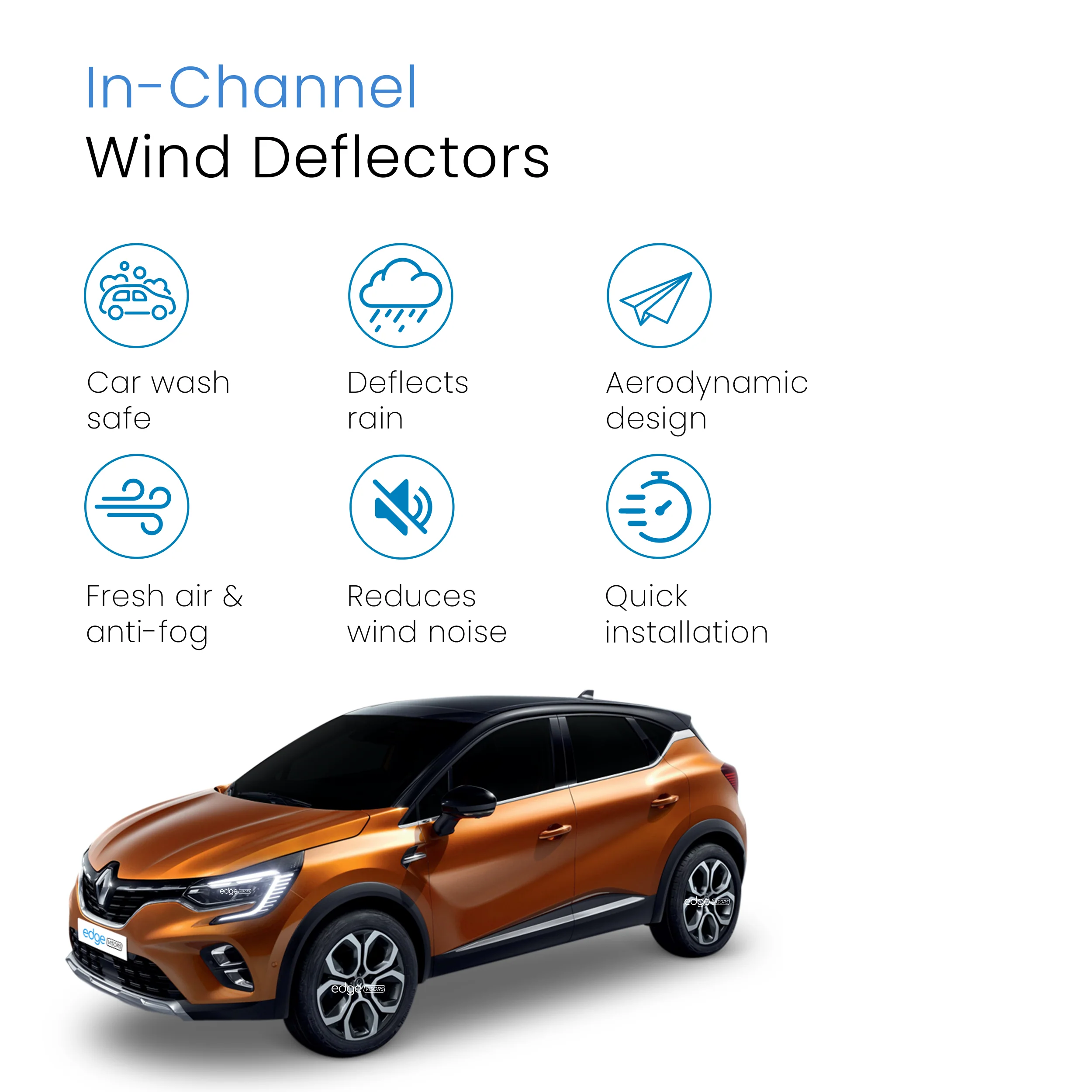 Renault Captur MK2 2020-2025 5 Door Hatchback Wind Deflectors 4pc - Image 3