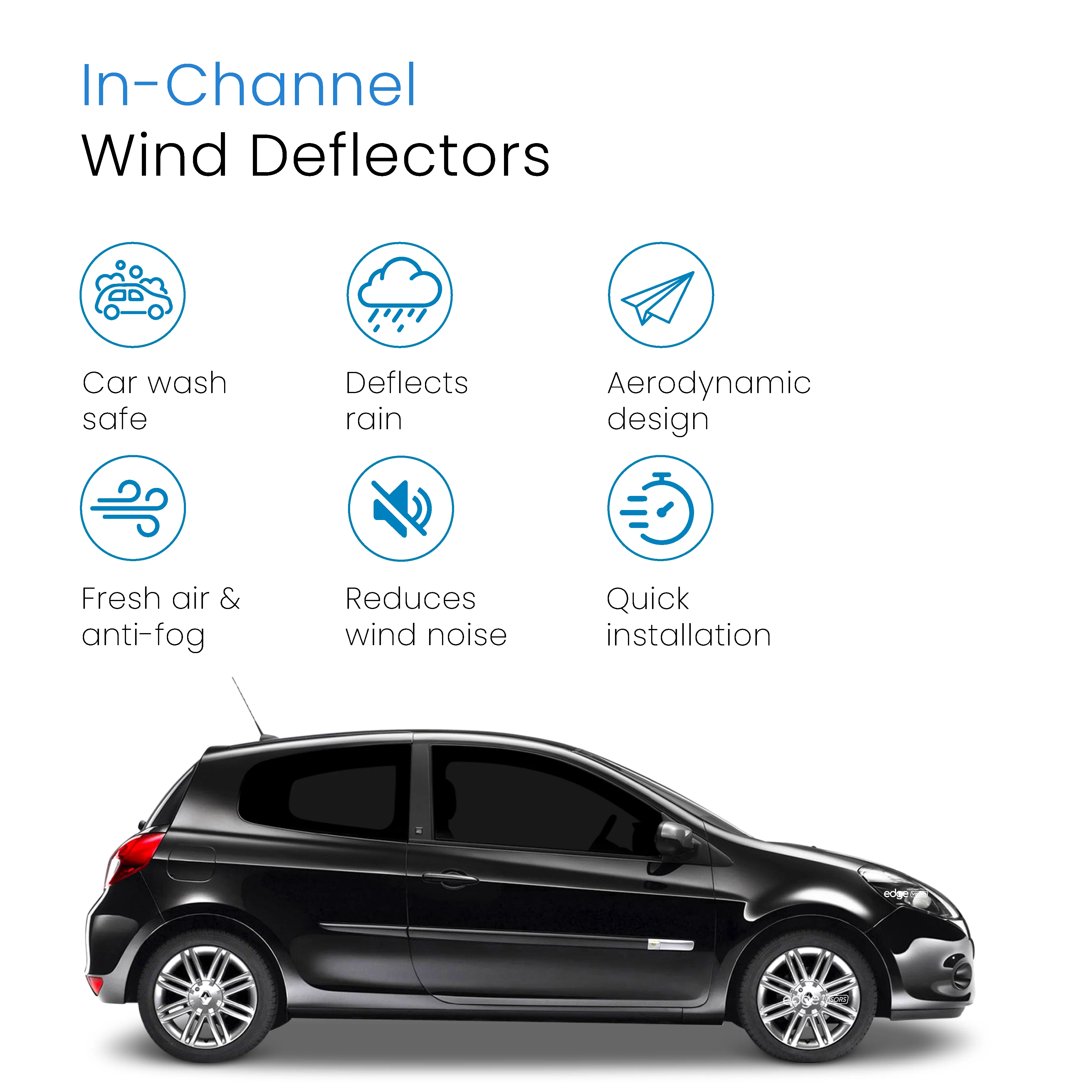 Renault Clio MK3 2005-2012 3 Door Hatchback Wind Deflectors 2pc - Image 3