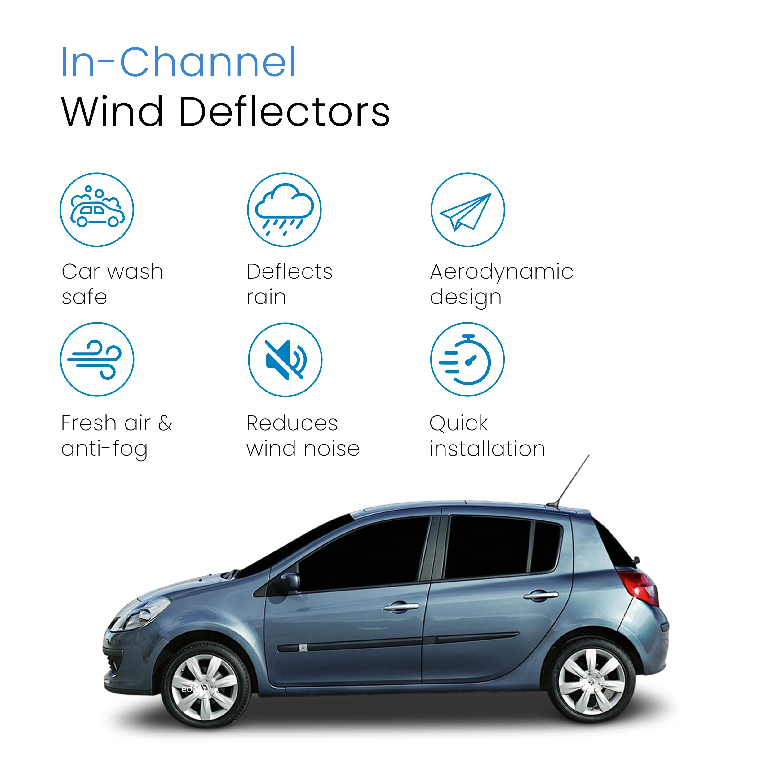 Renault Clio MK3 2005-2012 5 Door Hatchback Wind Deflectors 4pc - Image 3