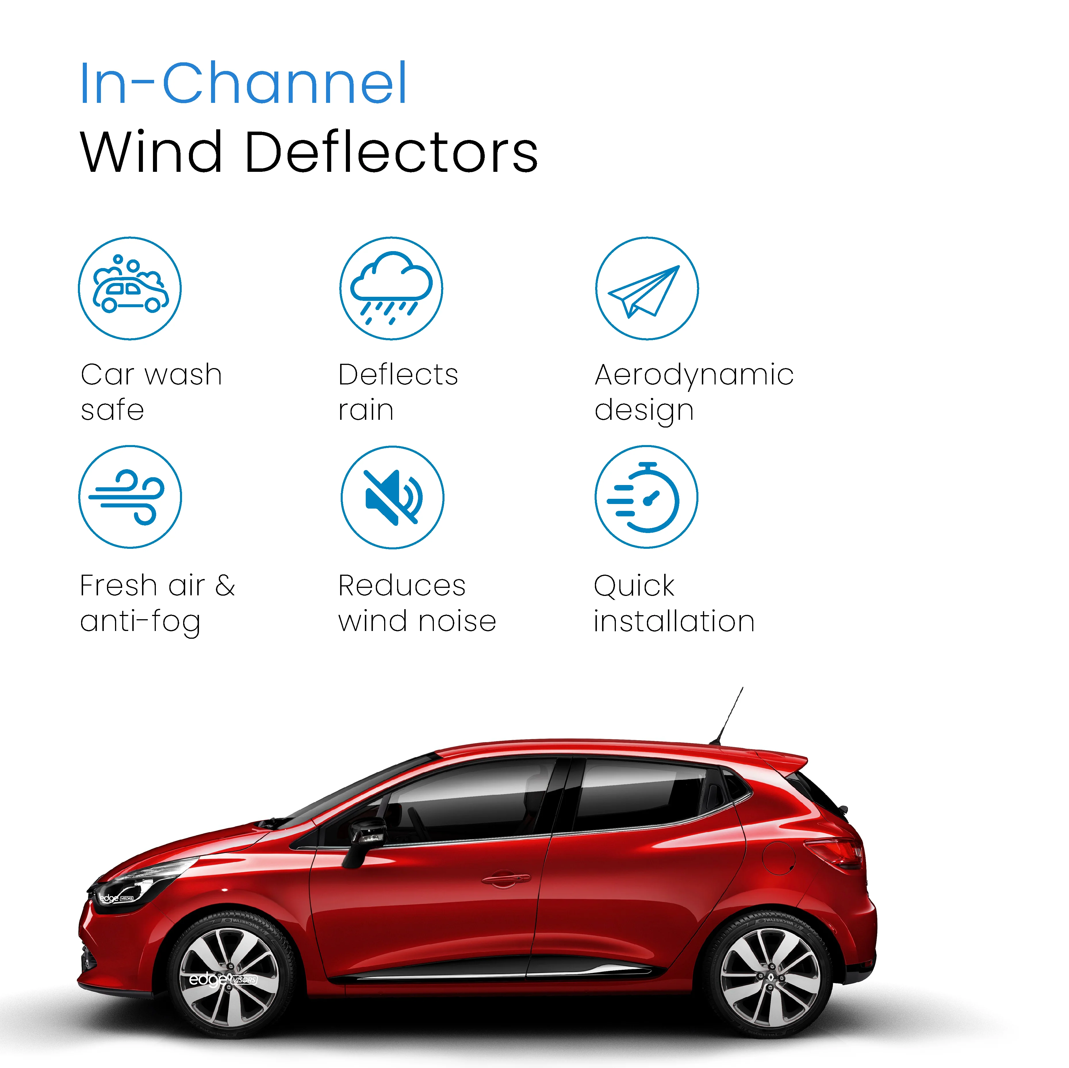 Renault Clio MK4 2012-2019 5 Door Hatchback Wind Deflectors 4pc - Image 3