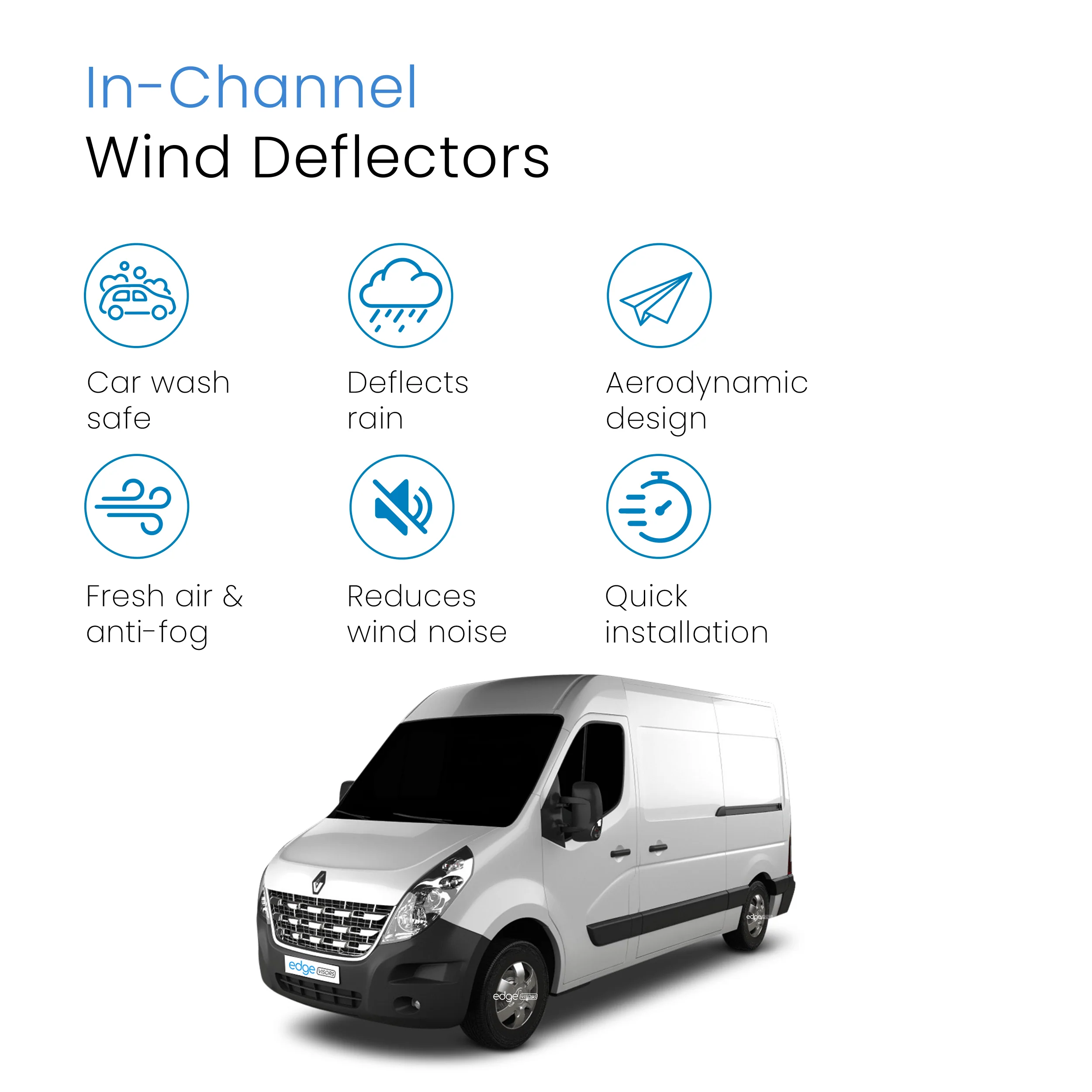 Renault Master MK3 2010-2024 2 Door Van Wind Deflectors 2pc - Image 3