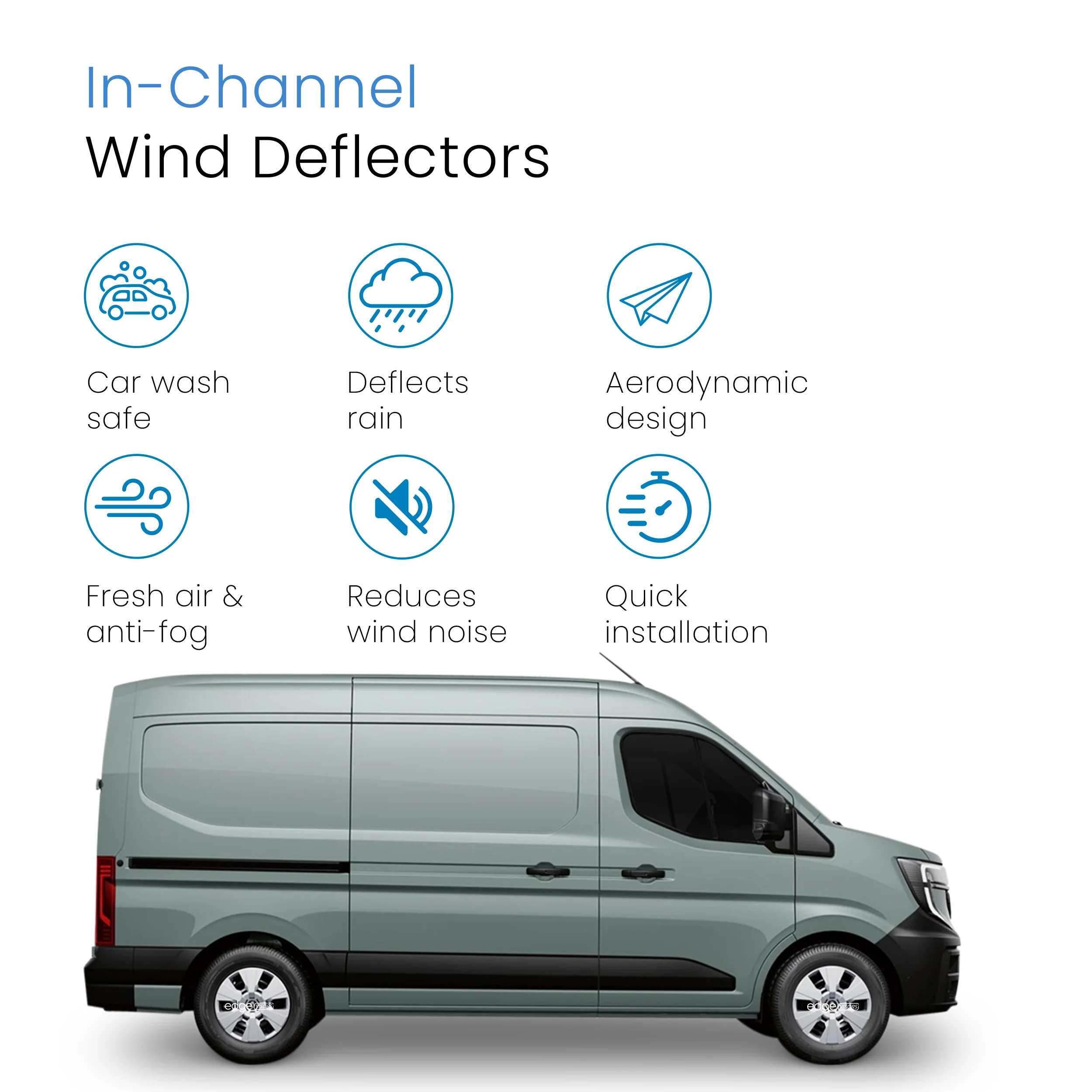 Renault Master MK4 2024-onwards 2 Door Van Wind Deflectors 2pc - Image 3