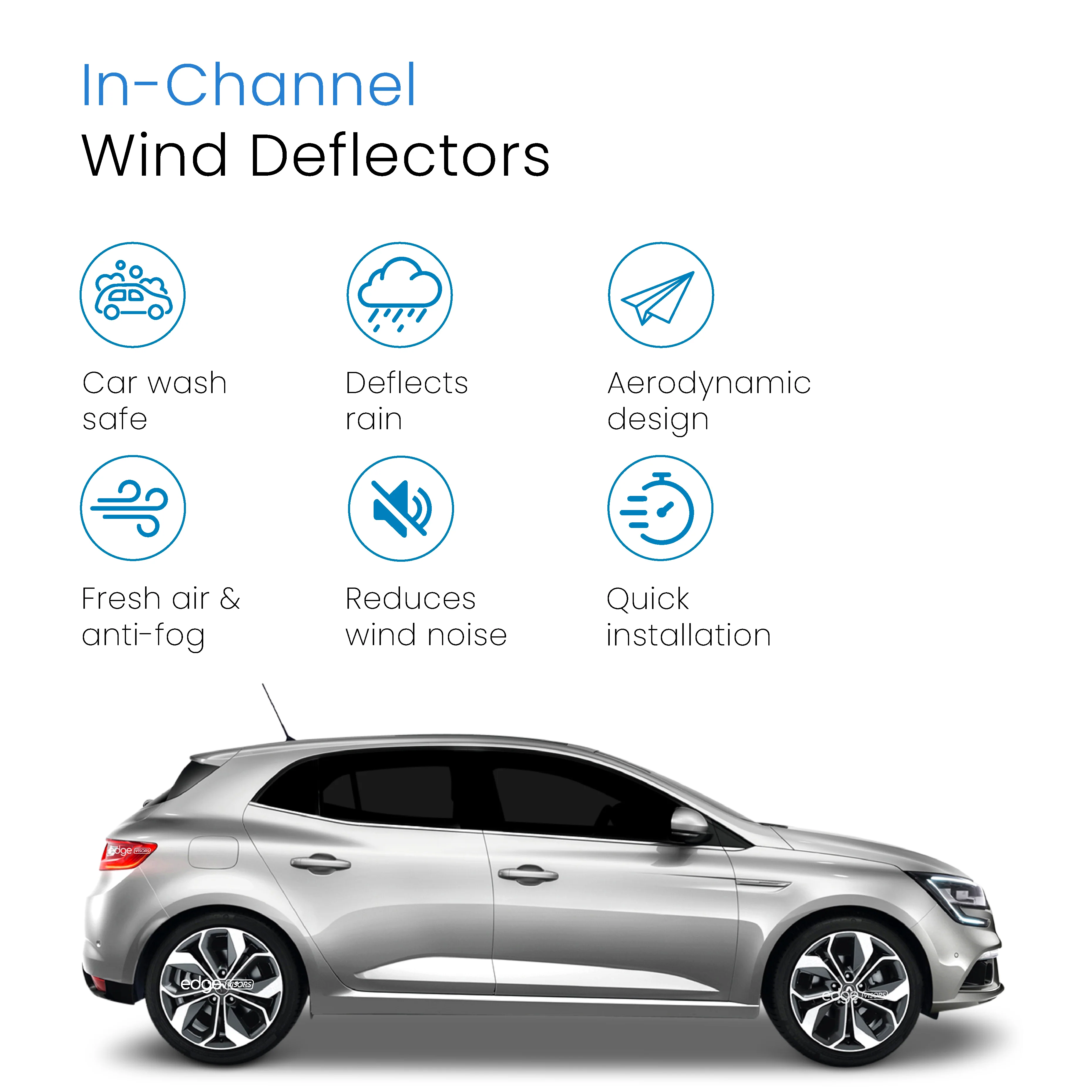 Renault Megane MK4 2016-onwards 5 Door Hatchback Wind Deflectors 4pc - Image 3