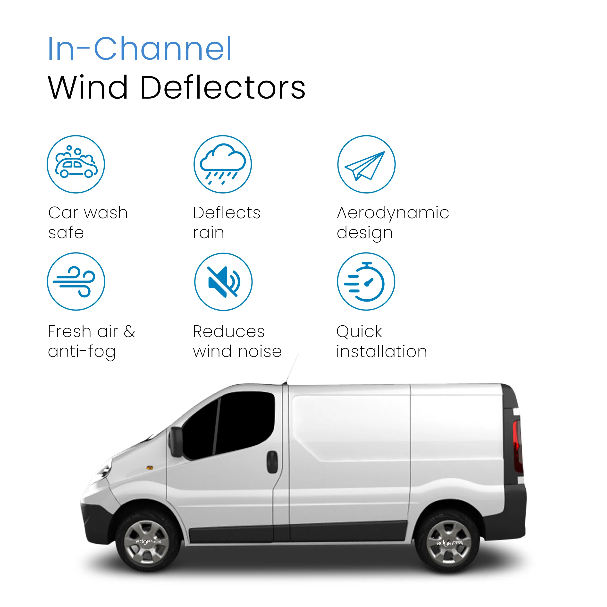 Renault Trafic MK2 2001-2014 2 Door short Fits VAN Wind Deflectors 2pc - Image 3