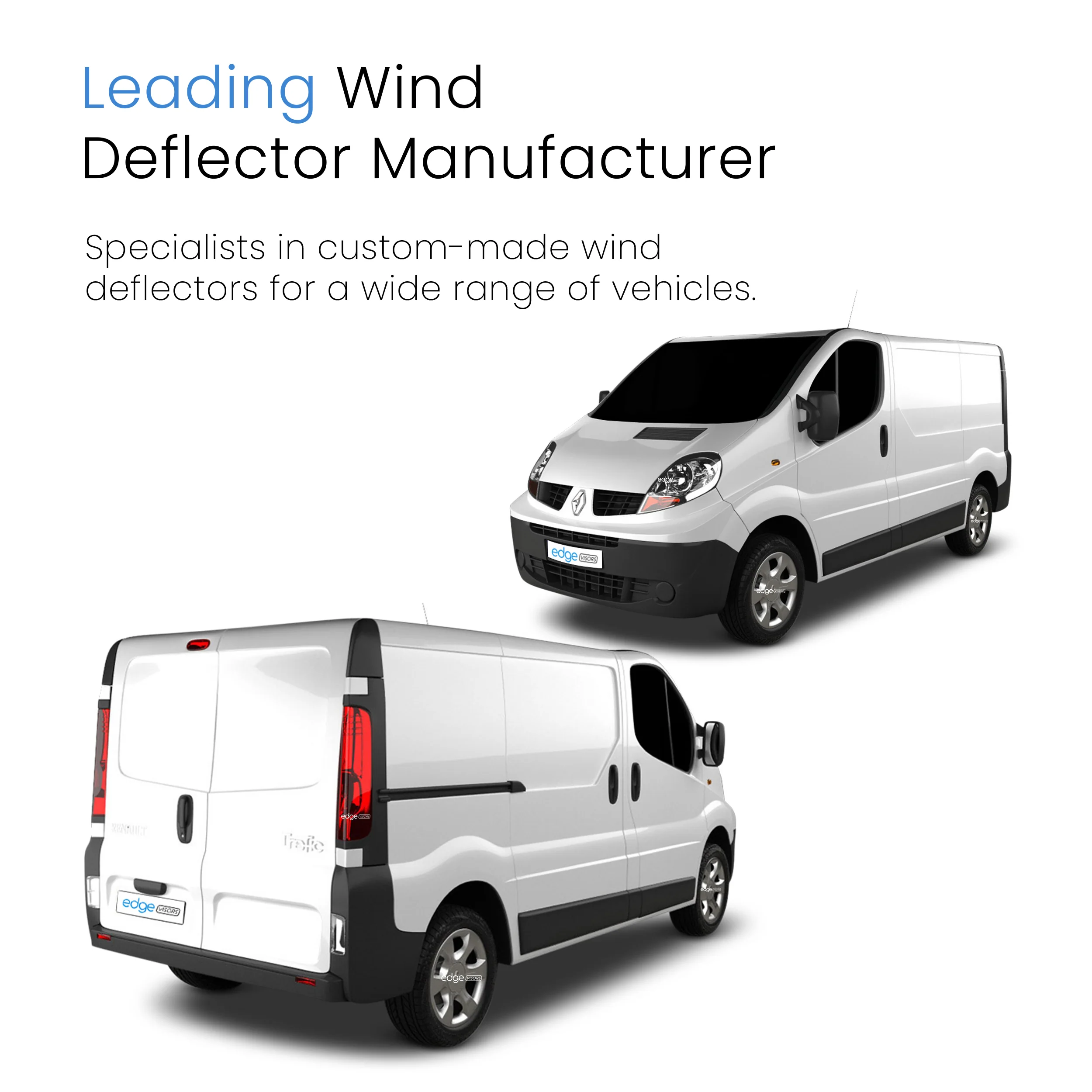 Renault Trafic MK2 2001-2014 2 Door short Fits VAN Wind Deflectors 2pc - Image 4