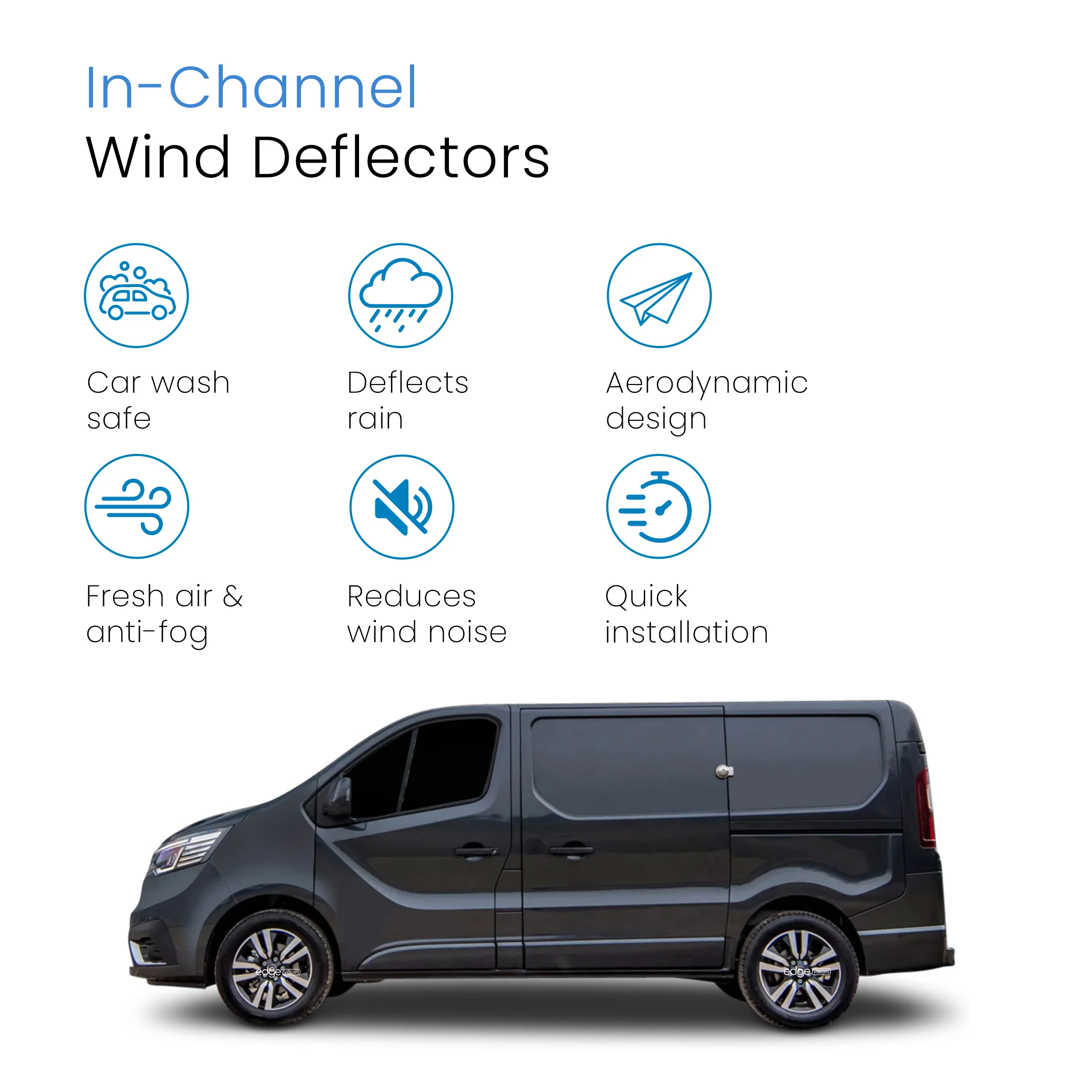 Renault Trafic MK3 2014-onwards 2 Door VAN Wind Deflectors 2pc - Image 3