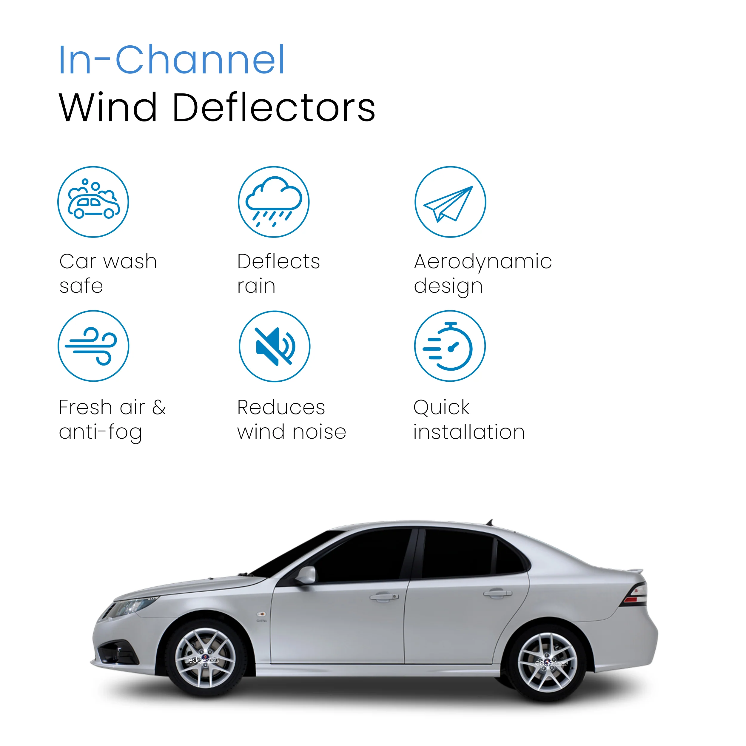 Saab 9-3 2002-2016 4 Door Wind Deflectors 4pc - Image 3