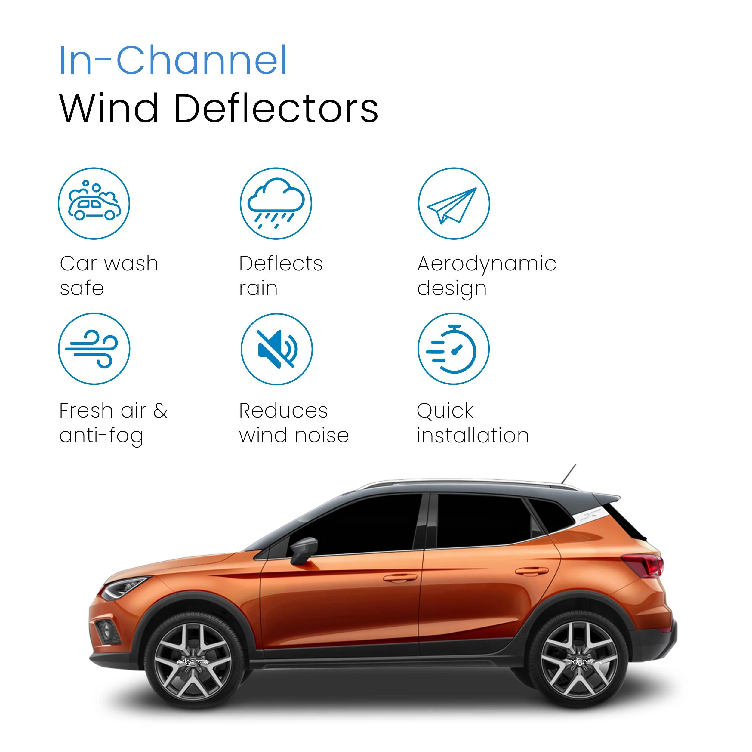 Seat Arona MK1 2017-Onwards 5 Door SUV Wind Deflectors 4pc - Image 3