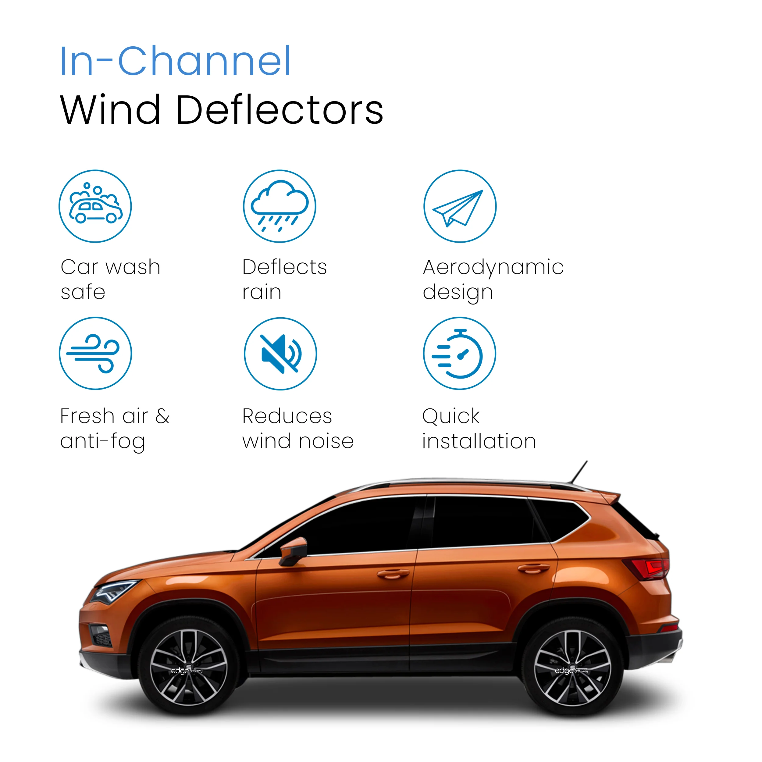 Seat Ateca 2016-onwards 5 Door SUV Wind Deflectors 4pc - Image 3
