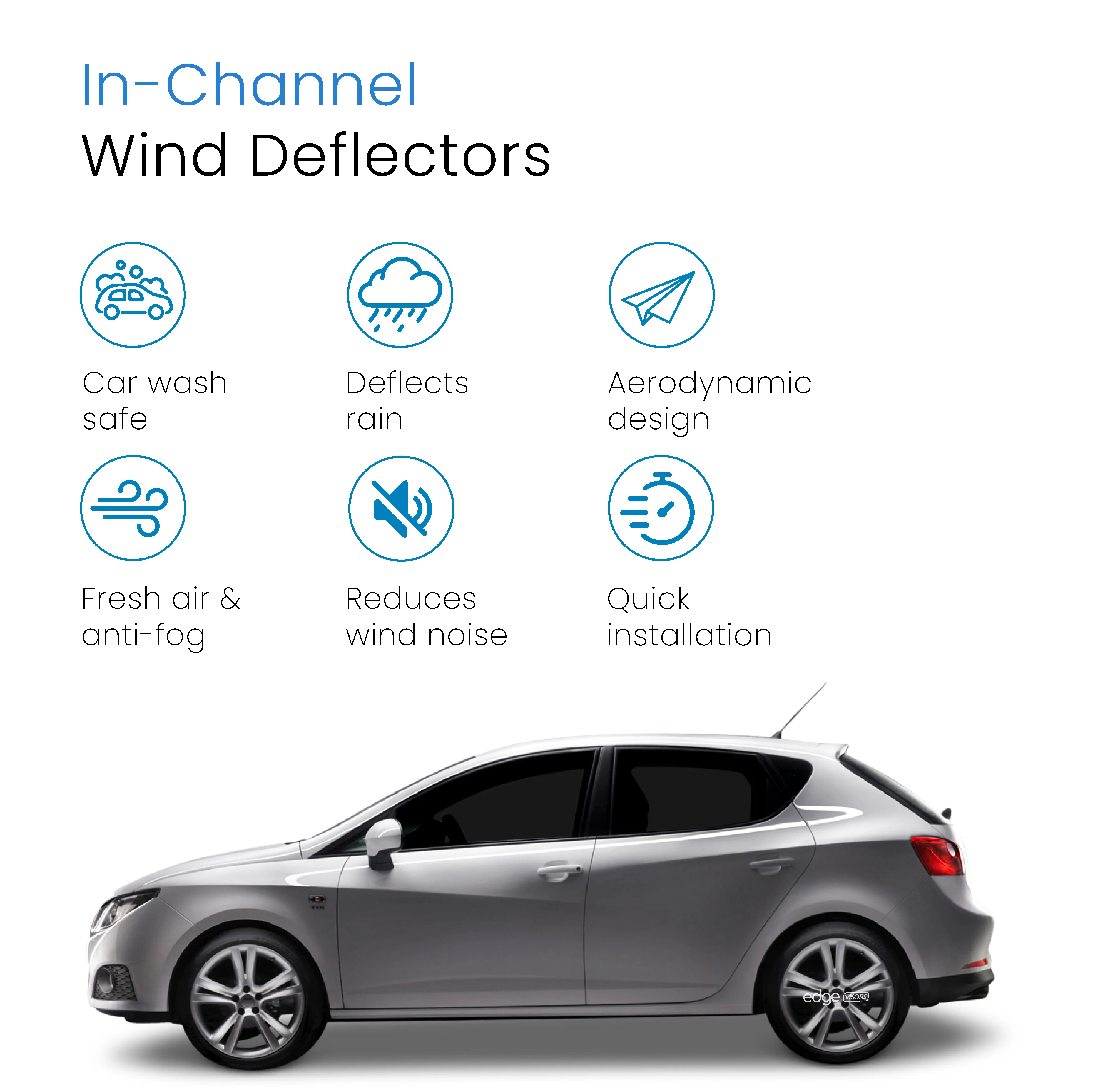 Seat Ibiza MK4 6J 2008-2017 5 Door Hatchback Wind Deflectors 4pc - Image 3