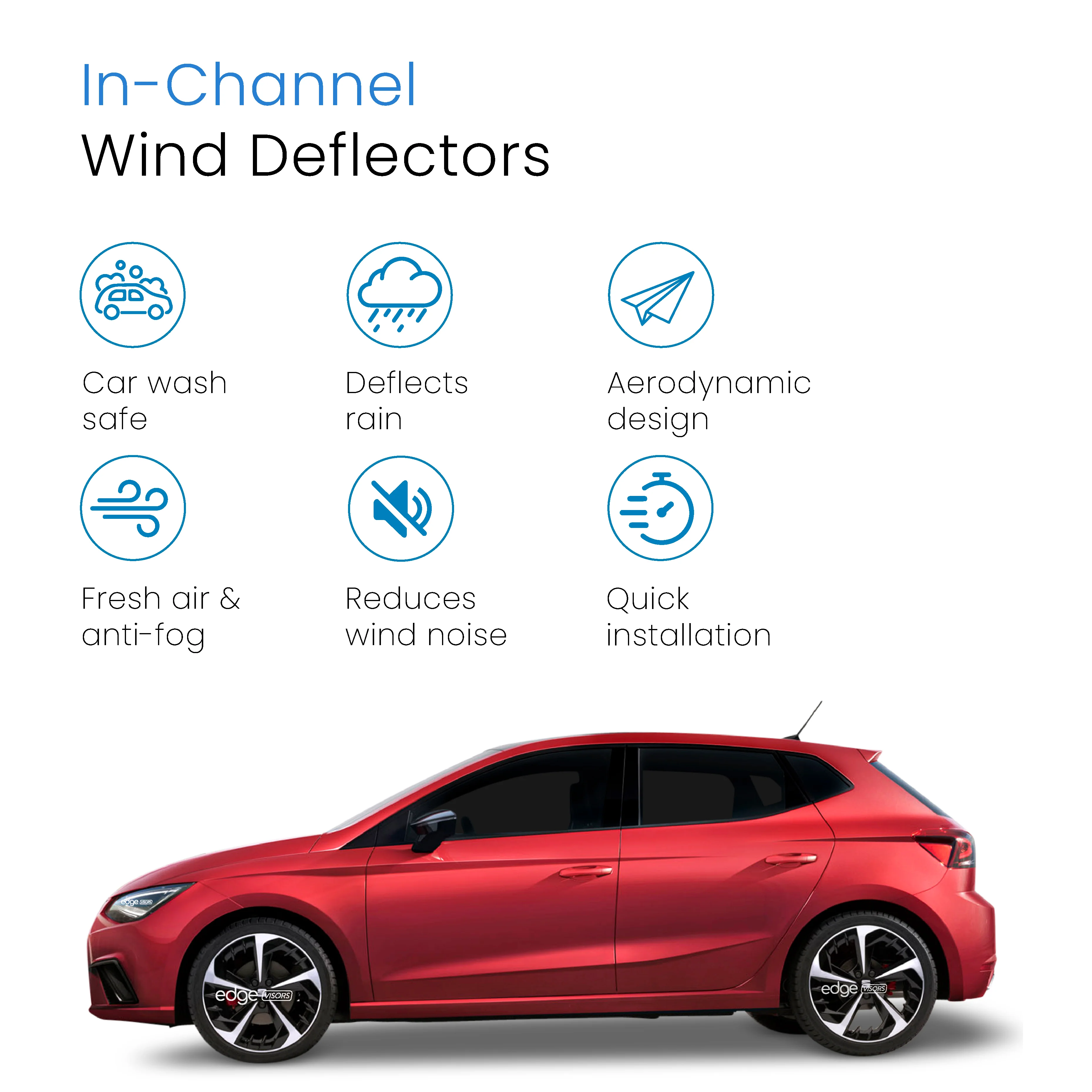 Seat Ibiza MK5 KJ 2017-onwards 5 Door Hatchback Wind Deflectors 4pc - Image 3