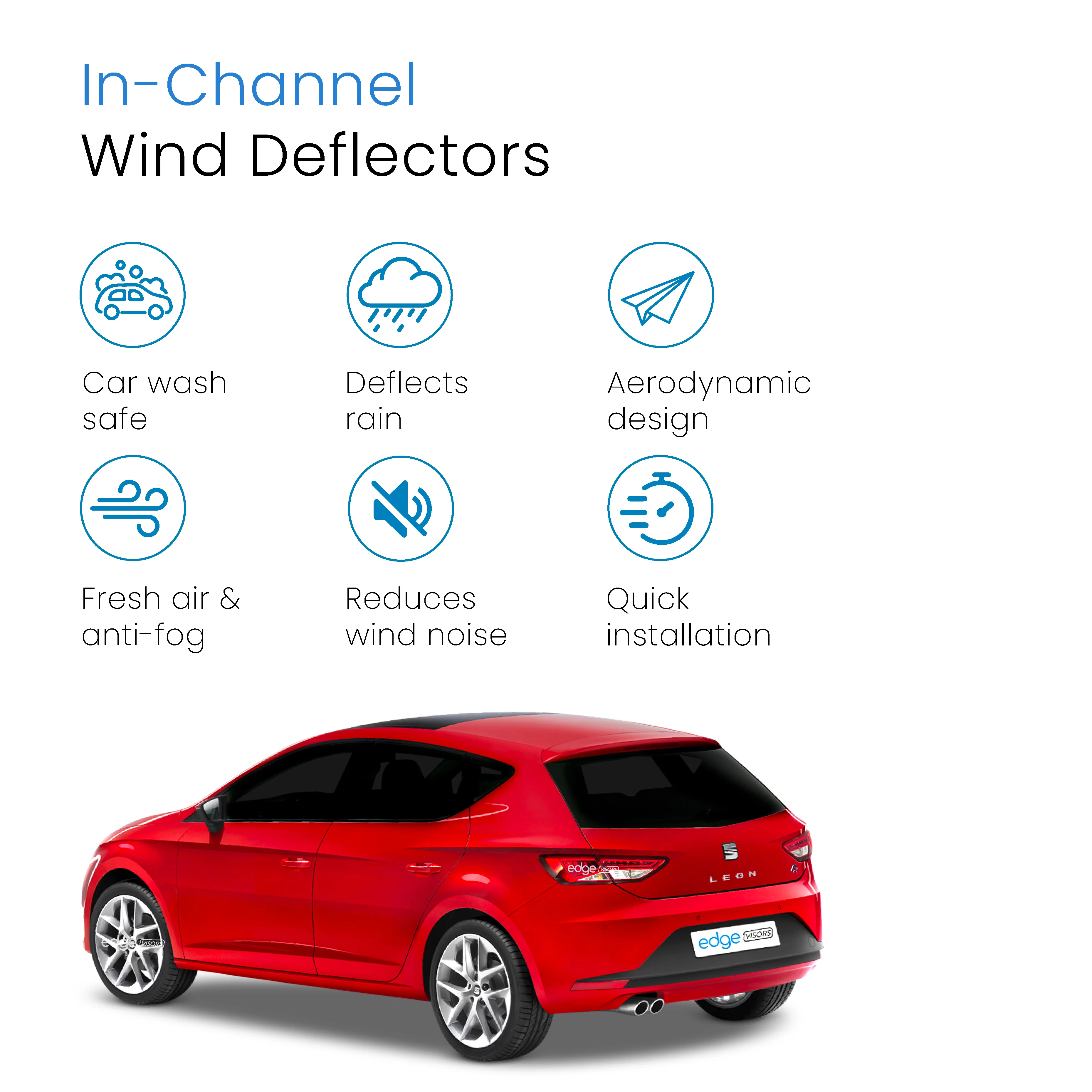 Seat Leon / Leon Cupra MK3 2013-2020 5 Door Hatchback Wind Deflectors 4pc - Image 3