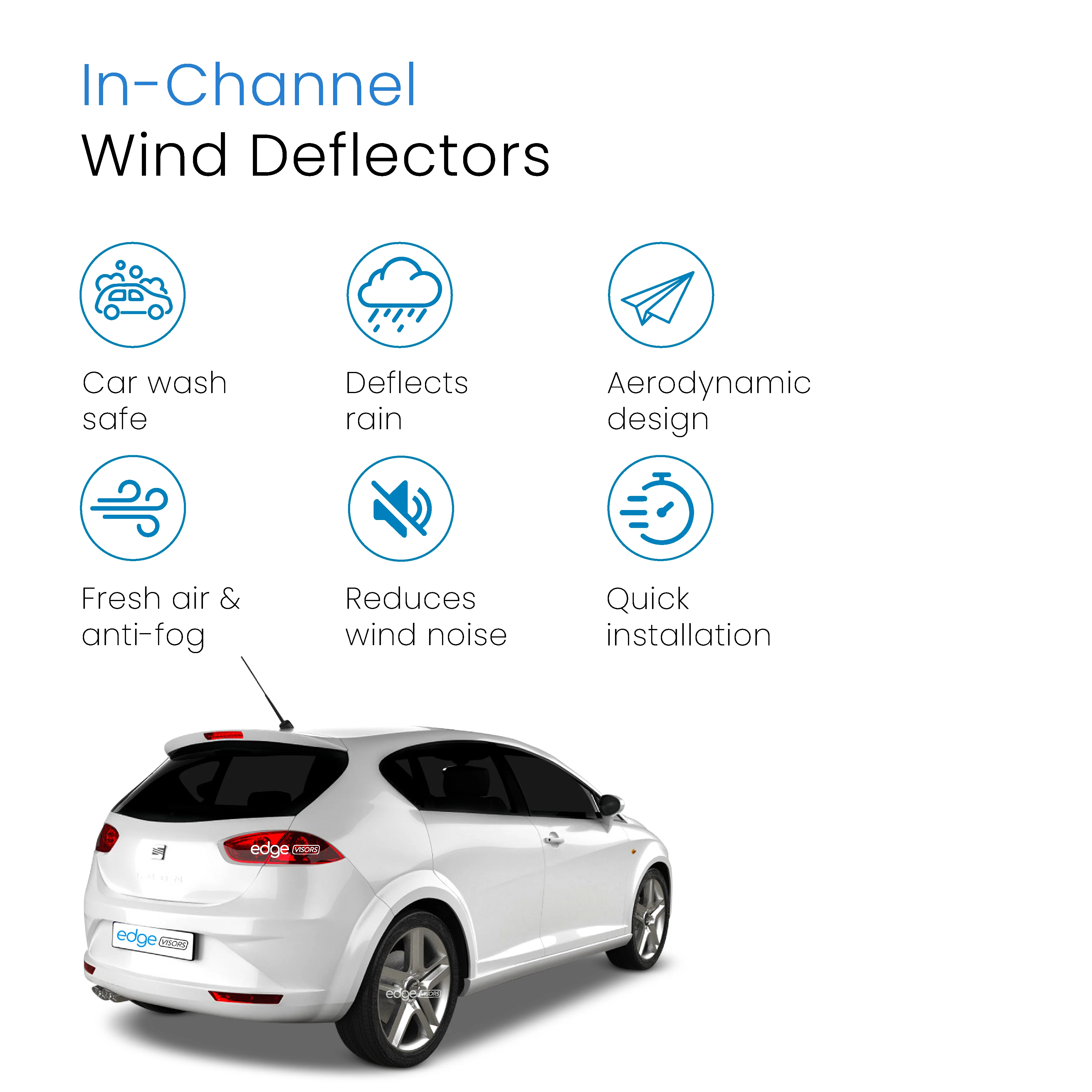 Seat Leon MK2 1P 2006-2012 5 Door Hatchback Wind Deflectors 4pc - Image 3