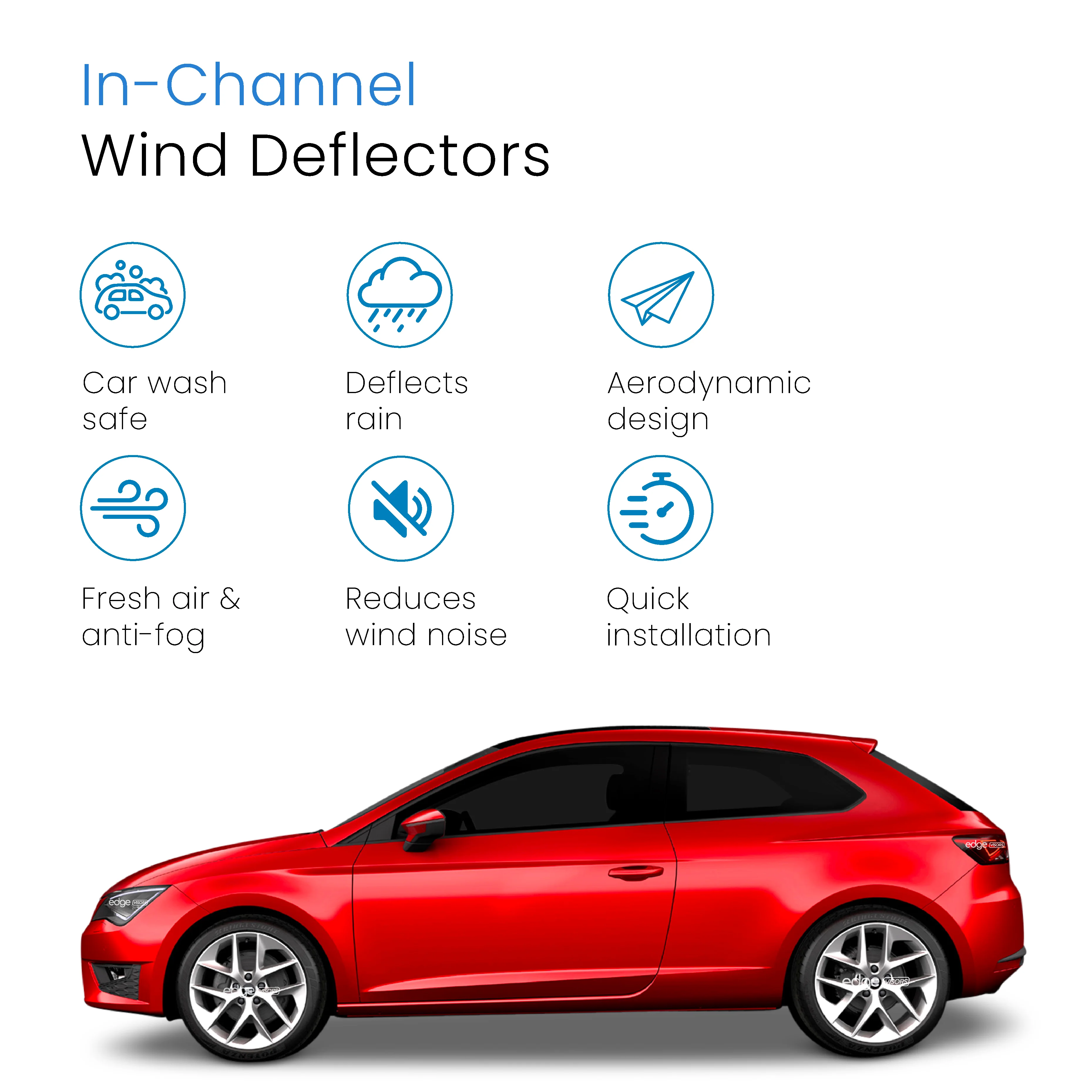 Seat Leon SC MK3 2013-2020 3 Door Hatchback Wind Deflectors 2pc - Image 3